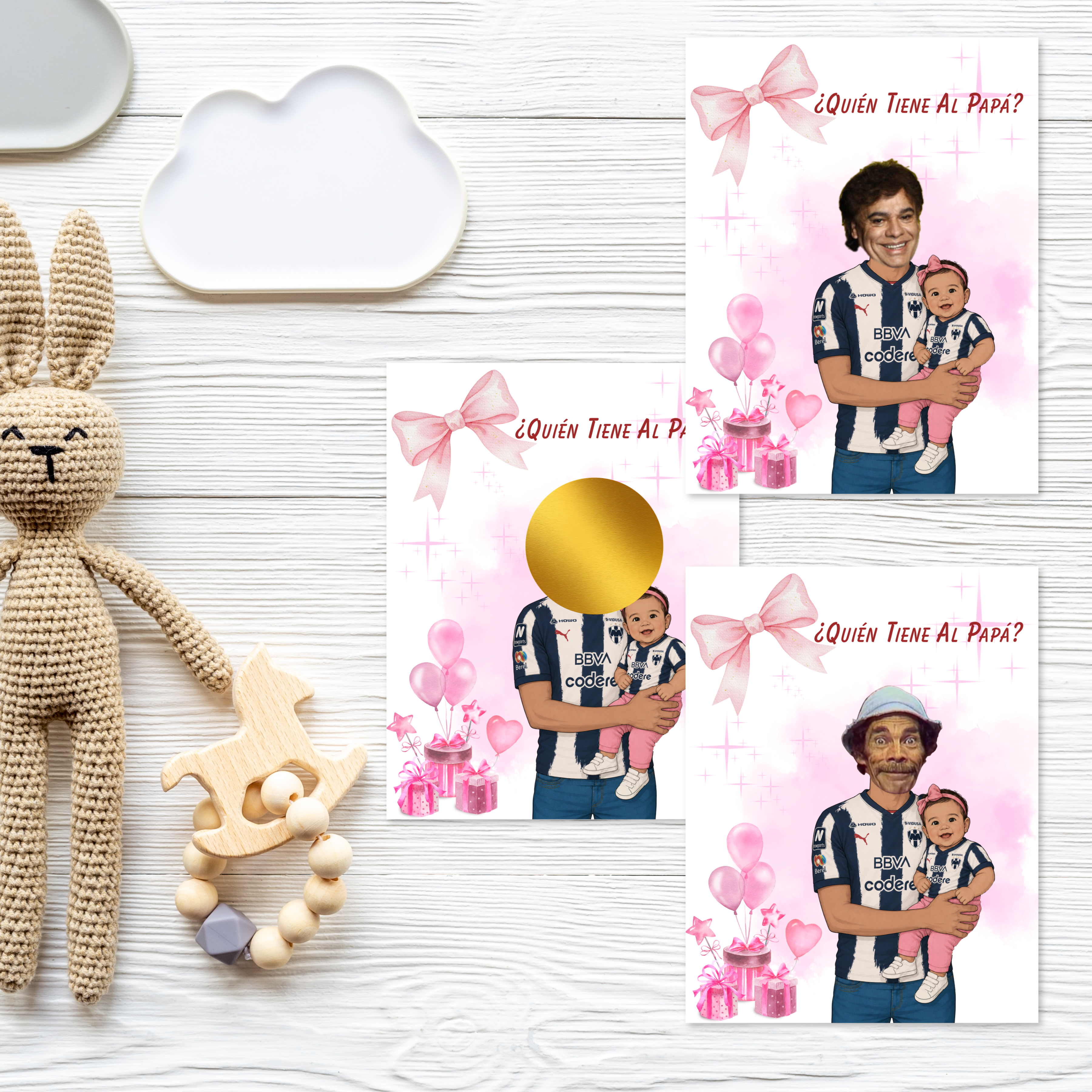 Baby Shower Game Quien Tiene Al Papá? Los Rayados Baby Daddy Personalized Cards, Who Has The Dad Spanish Baby Shower Game