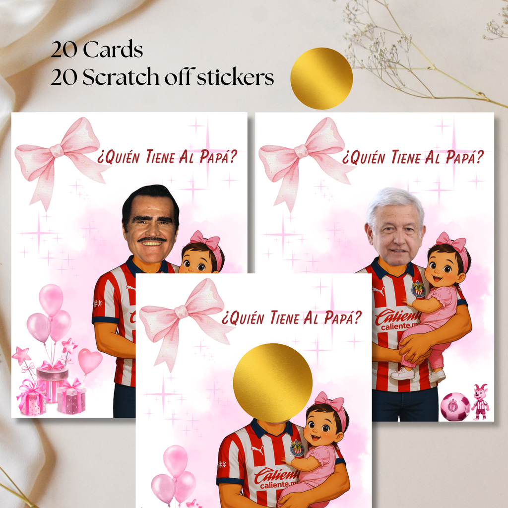 Quien Tiene Al Papa Pink Baby Shower Game, Las Chivas Soccer Jersey Girl Shower Game For Soccer Fanatics
