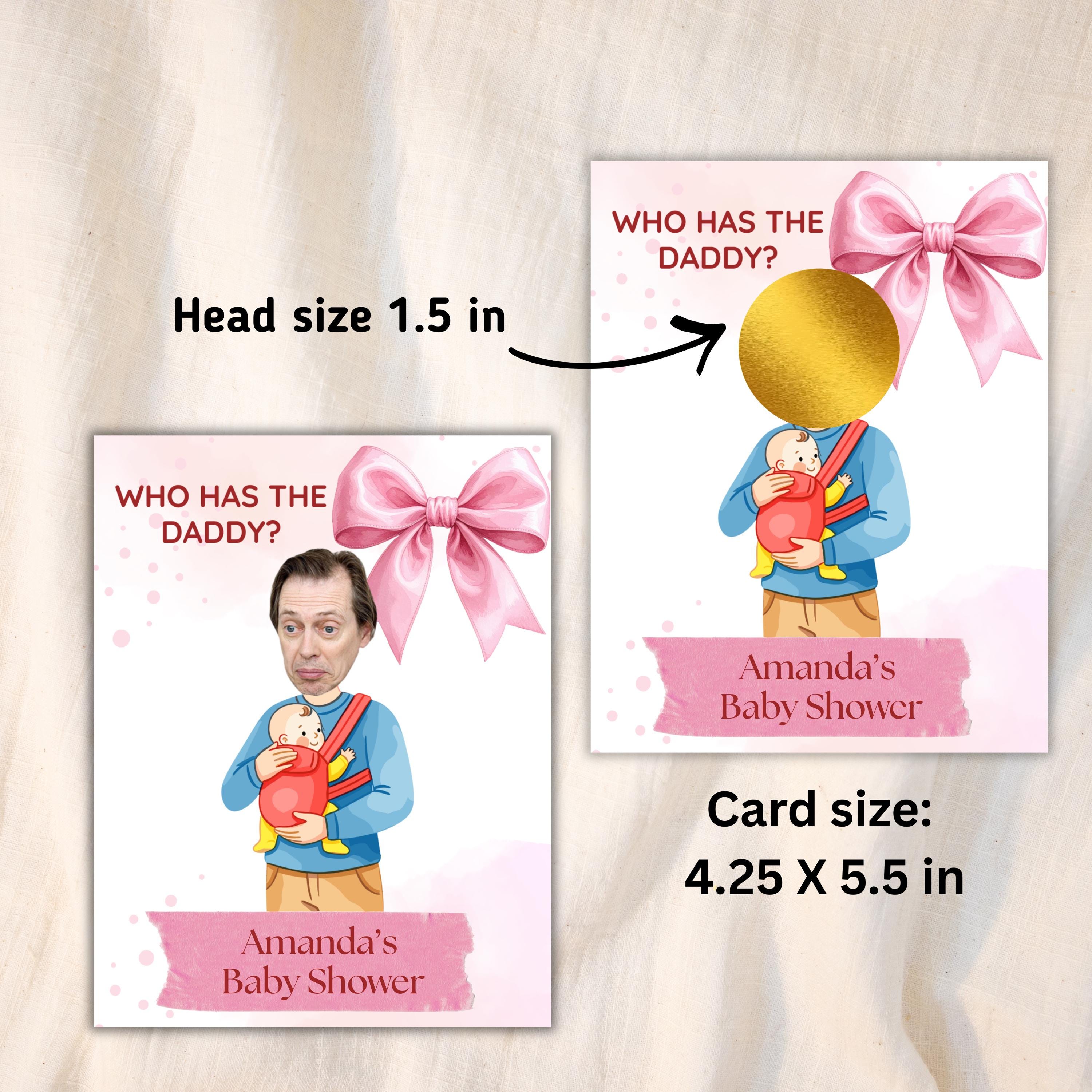 Who Has The Daddy Baby Shower Game, Pink Bow Scratch-off- Card Coquette Theme,  Digital Download