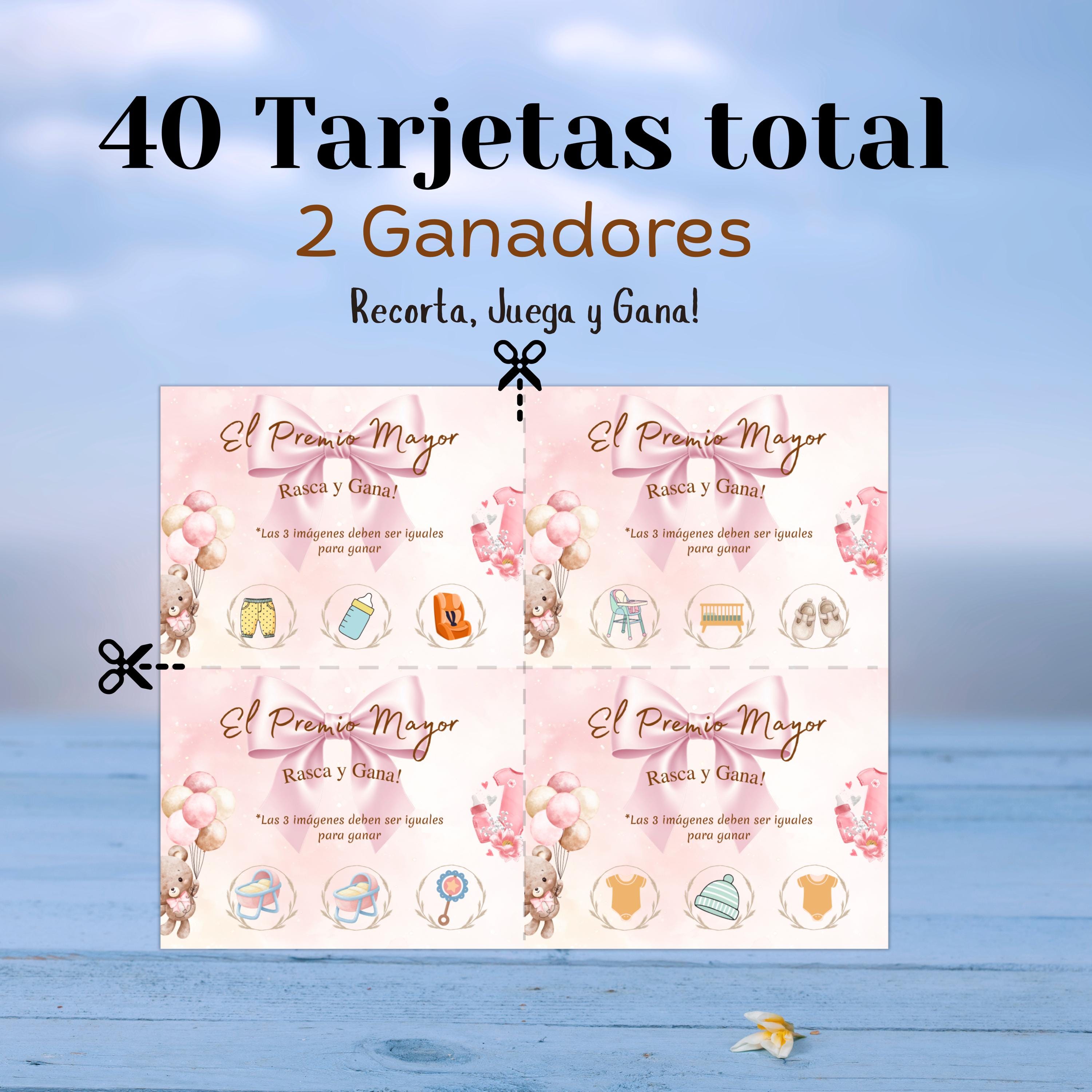 Juego de Baby Shower, El Premio Major, Spanish Pink Bow Scratch-off Game Cards