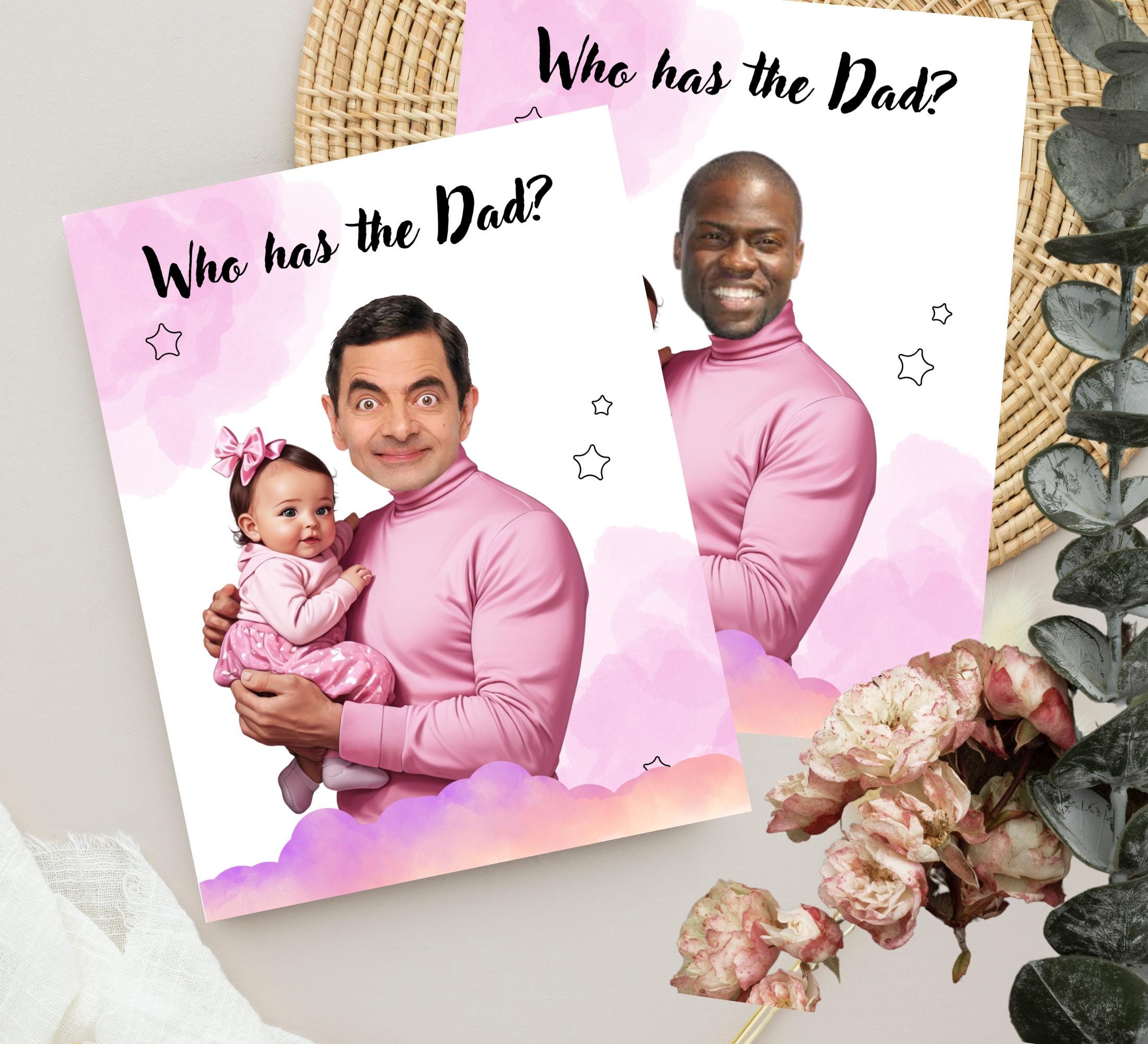 Baby Shower Game: Who Has the Dad? - Girl Edition (Printable PDF Cards)