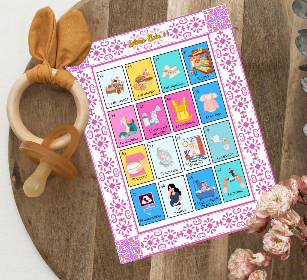 Loteria Baby Shower Game: Mexican Talavera Theme, Pink Cielito Lindo (PDF Downloadable Files)