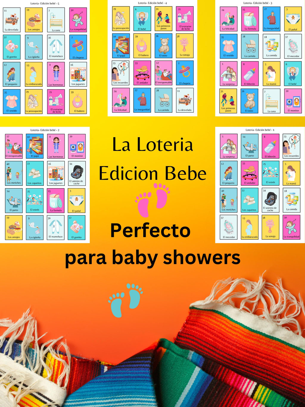 Loteria Baby Shower Game: Mexican Gender Neutral Board Game (Digital Download)