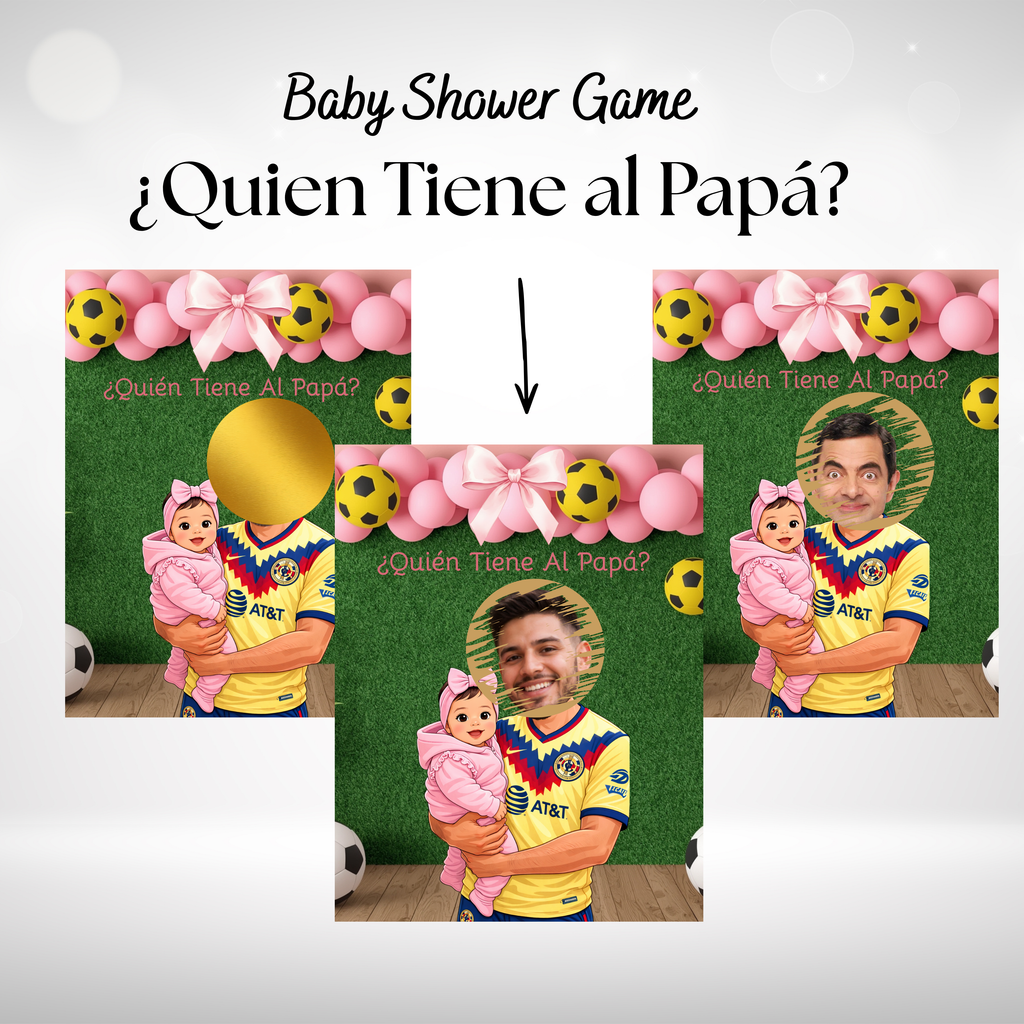 Quien Tiene al Papa Spanish Baby Shower Game, El America Soccer Team Jersey Theme Baby Girl Game