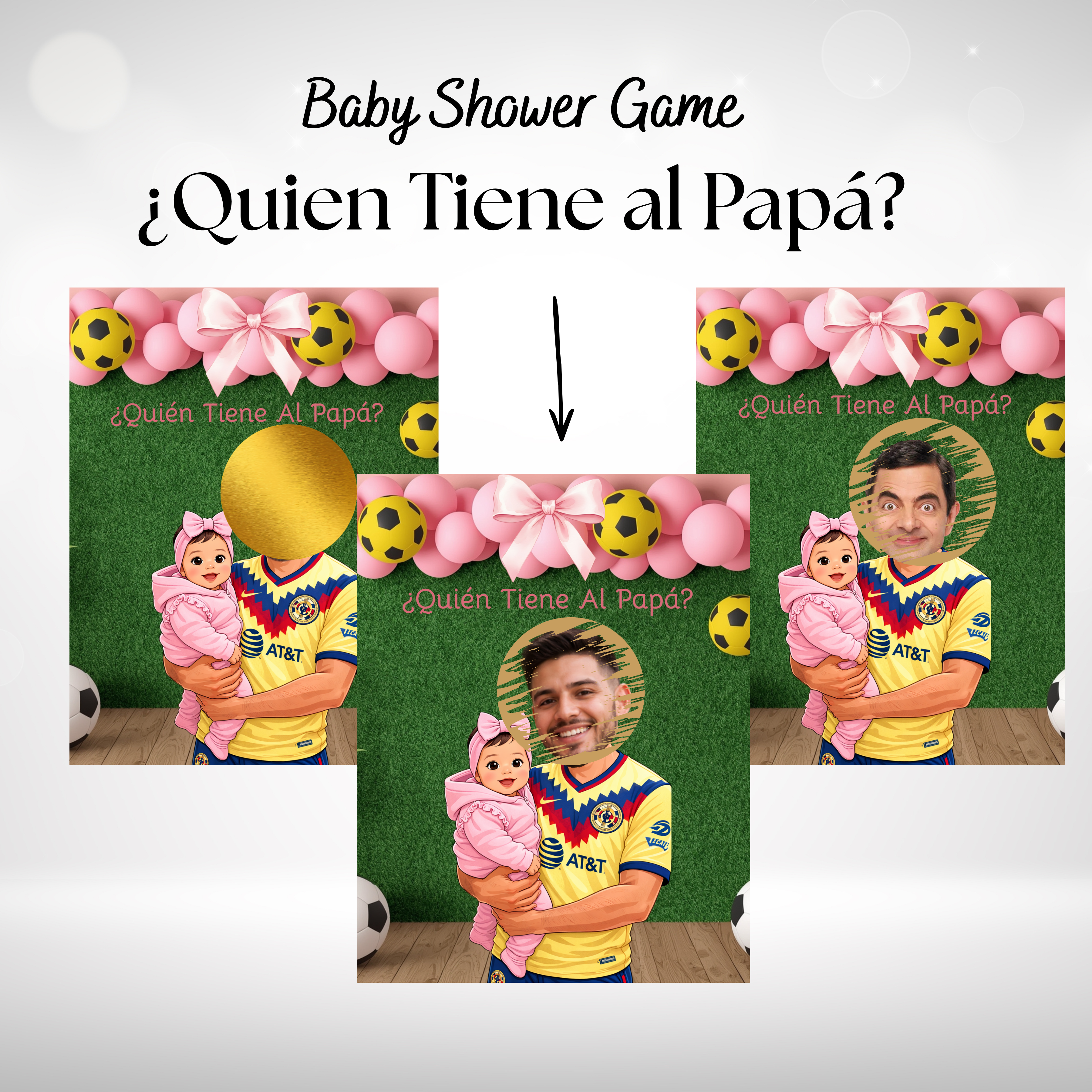Quien Tiene al Papa Spanish Baby Shower Game, El America Soccer Team Jersey Theme Baby Girl Game