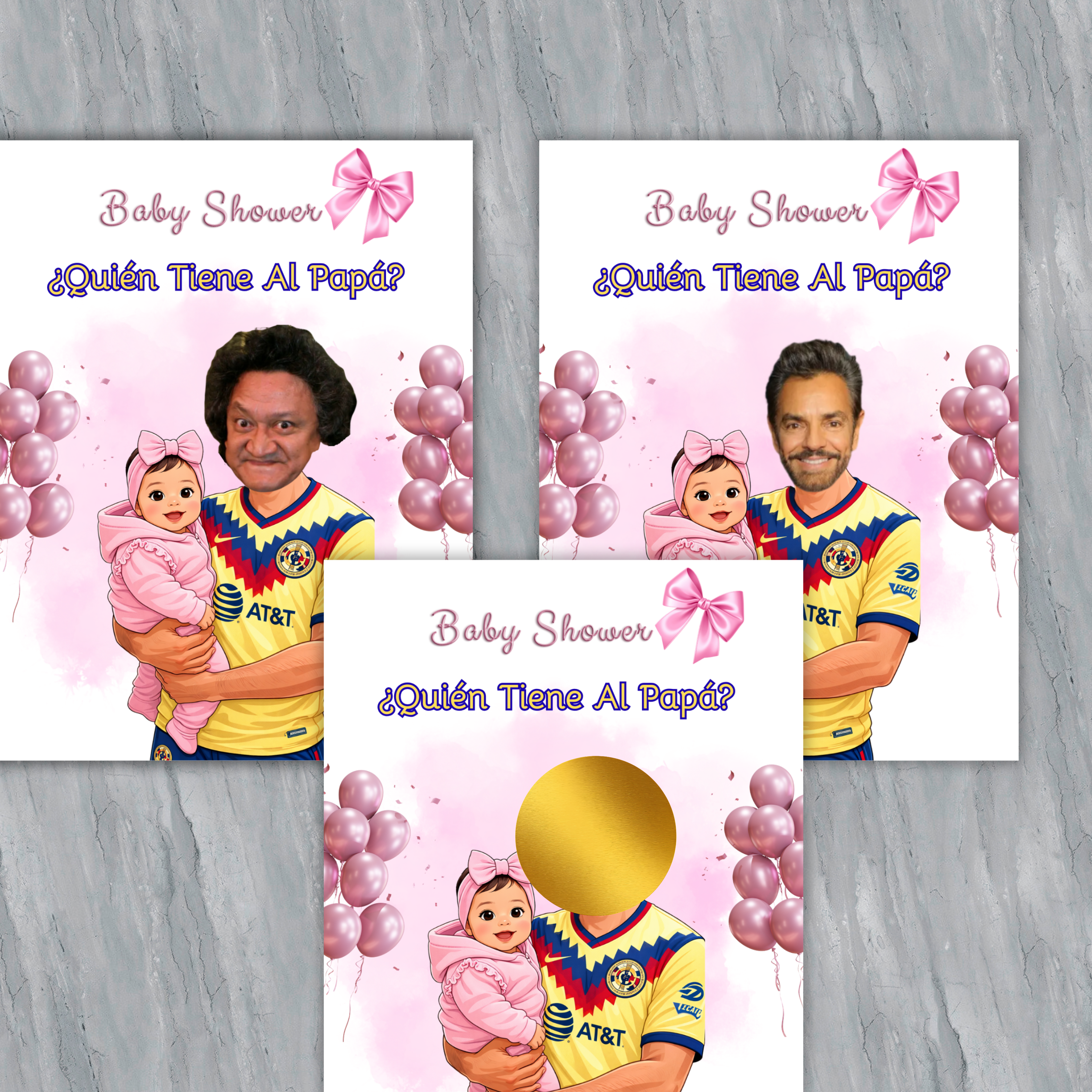 Quien Tiene Al Papá Baby Shower Game Featuring El America Soccer Jersey, Pink Who Has The Dad Scratch off Cards For Baby Girl Shower