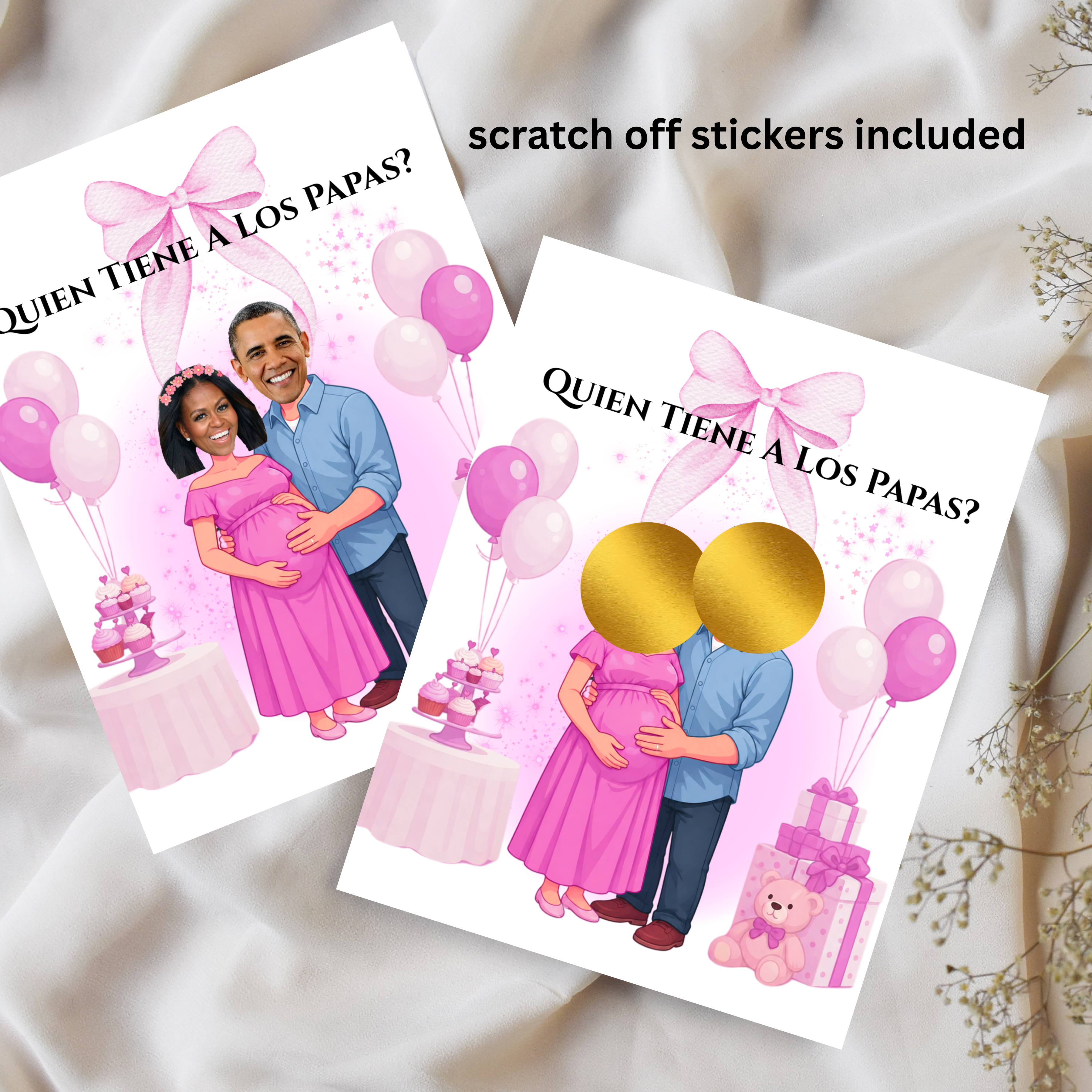 Quien tiene a los papas? Baby Shower Spanish Game, Juego Para Nina, Find Mom and Dad Game
