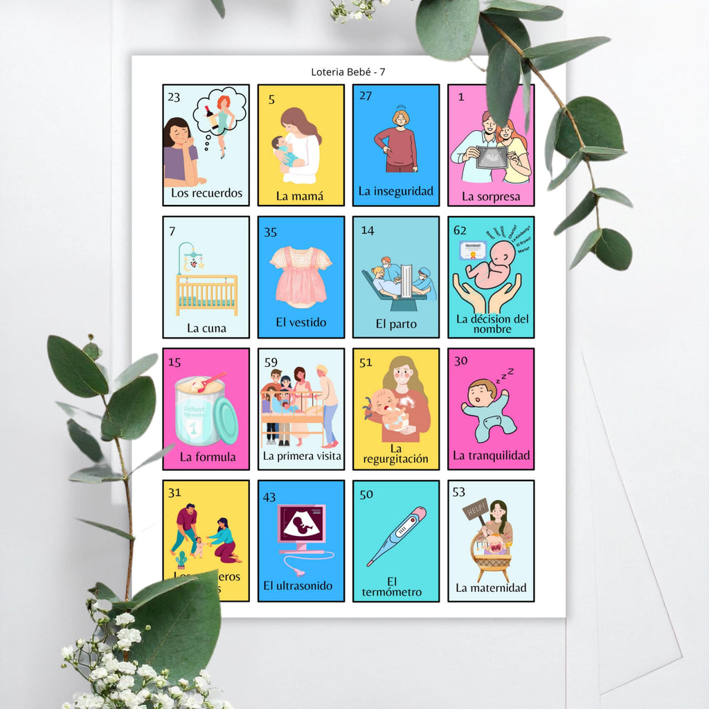 Loteria Baby Shower Game: 32 Boards, 64 Cards (Digital Download)
