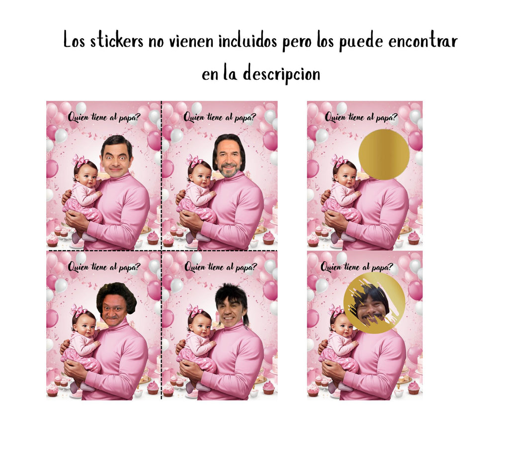 Spanish Baby Shower Game: Quien Tiene al Papa (PDF Download, Printable Cards) Juego Bebe