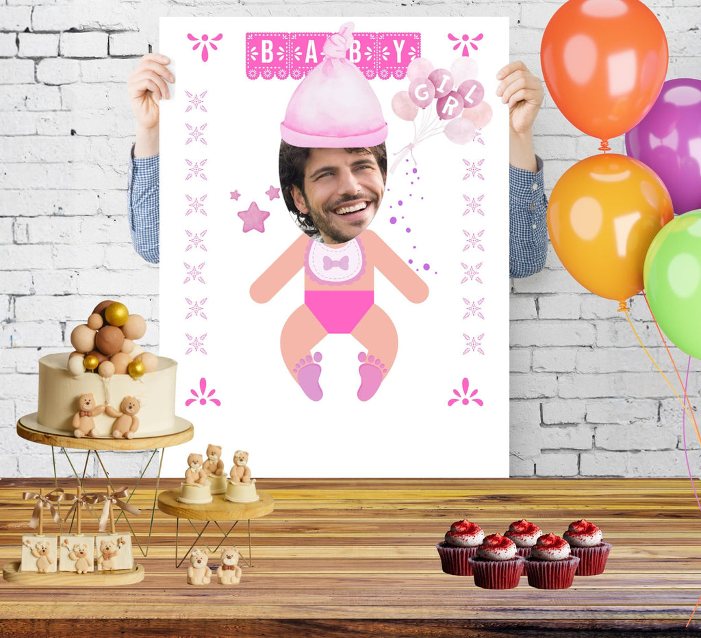 Funny Baby Shower Face Cut Out Game, Feed The Baby Faceless Poster Digital Download