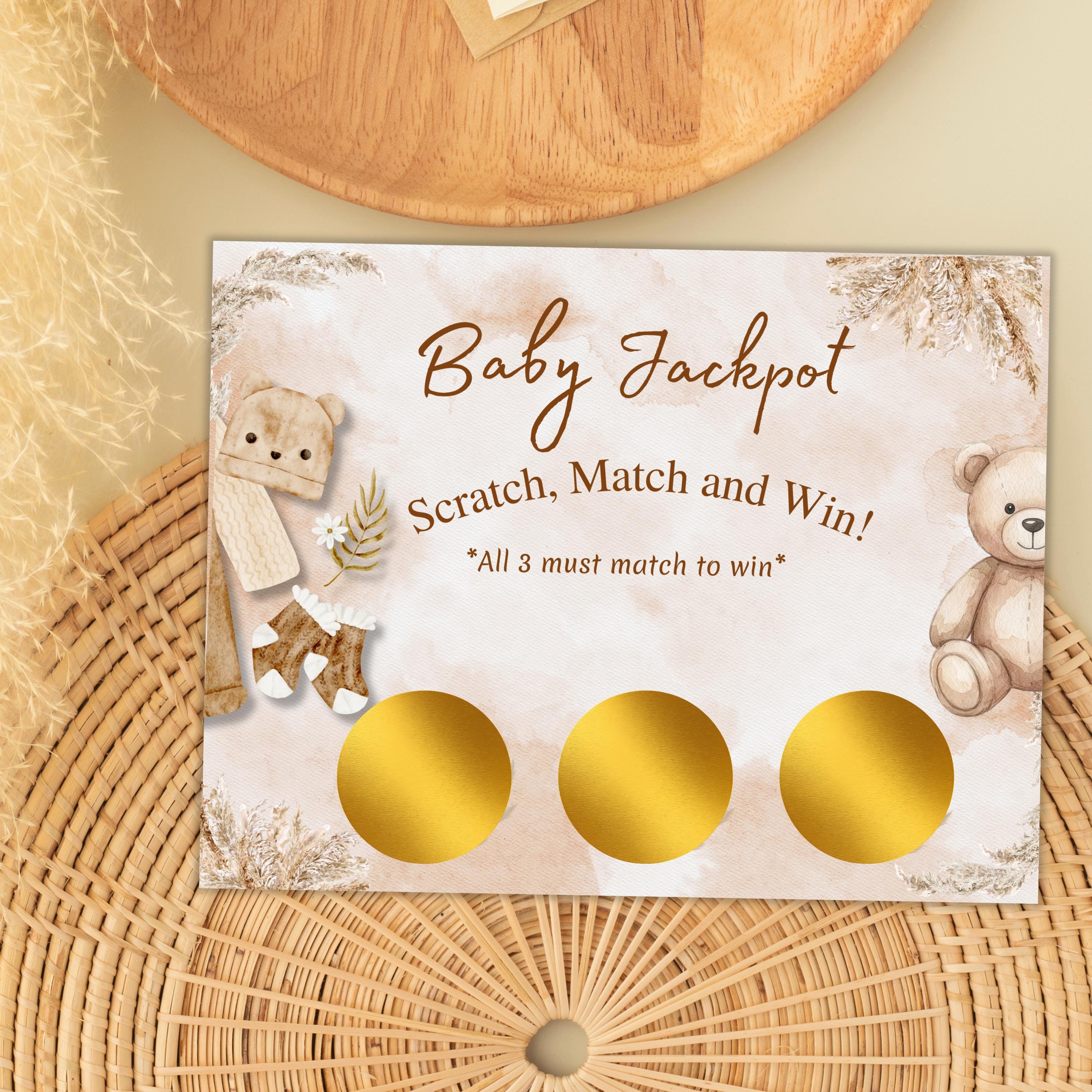 Baby Shower Scratch Off Game, Gender Neutral Jackpot, Baby Party Activity, Instant Download