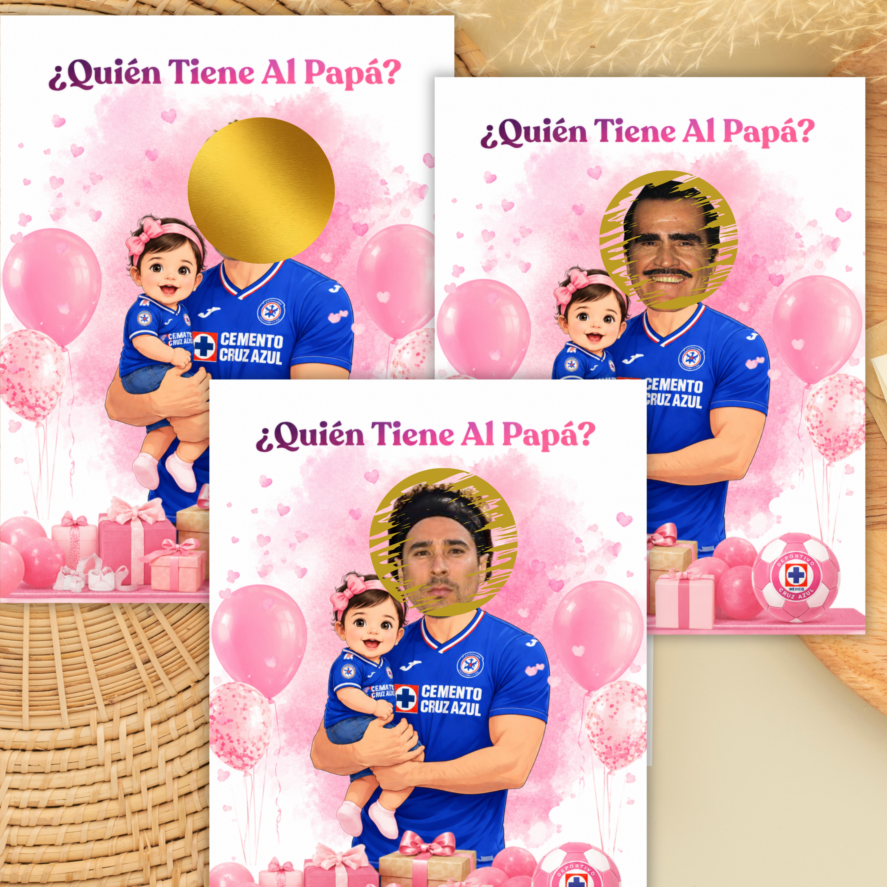 Baby Shower Quien Tiene Al Papá Featuring El Cruz Azul Soccer Jersey, Spanish Who Has The Dad Scratch off Game