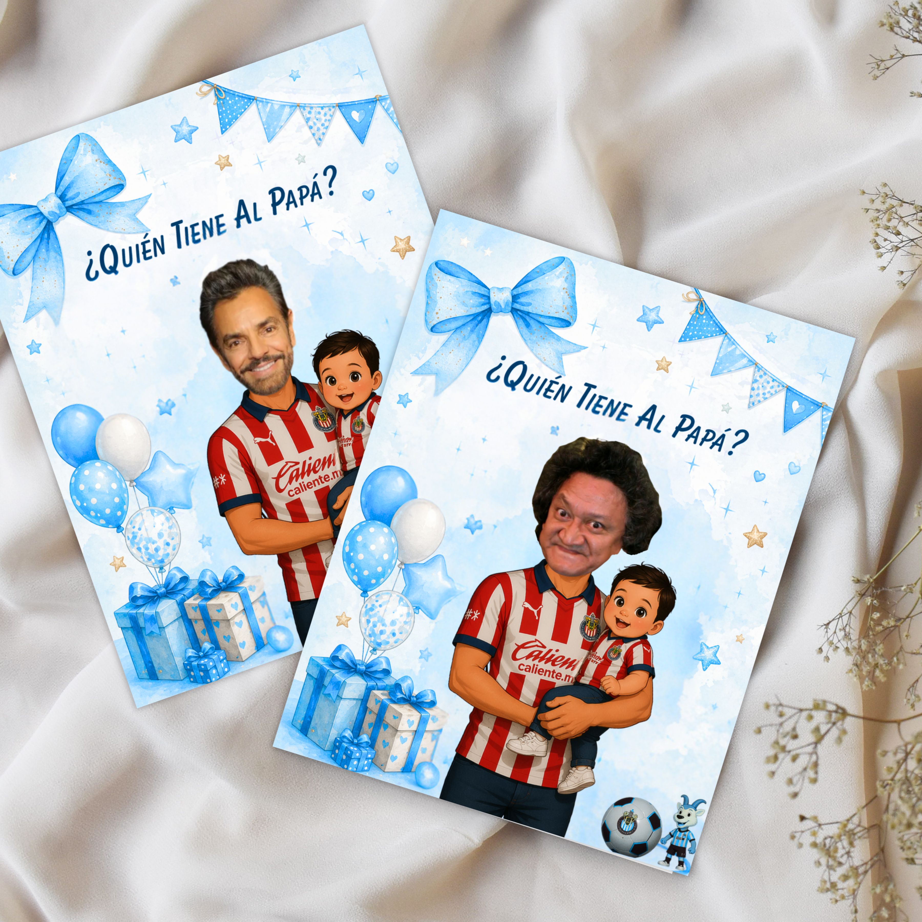 Quien Tiene Al Papa, Baby Shower Game For Boy Featuring Las Chivas Soccer Jersey, Who Has The Dad Blue Scratch Off Cards For Soccer Fanatics