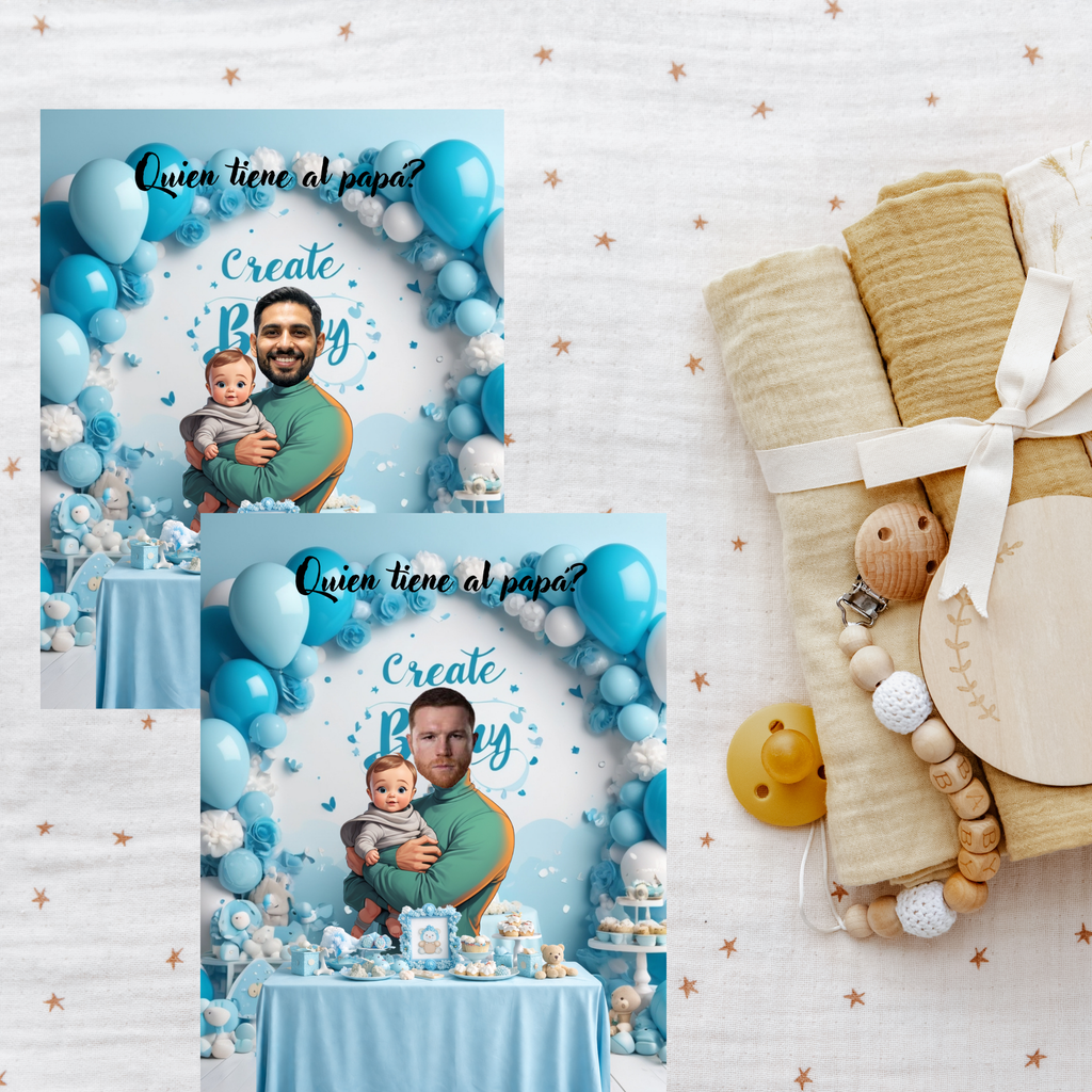 Baby Shower Game, Quien Tiene al Papa Spanish Cards, Blue Celebration Scratch-off Cards