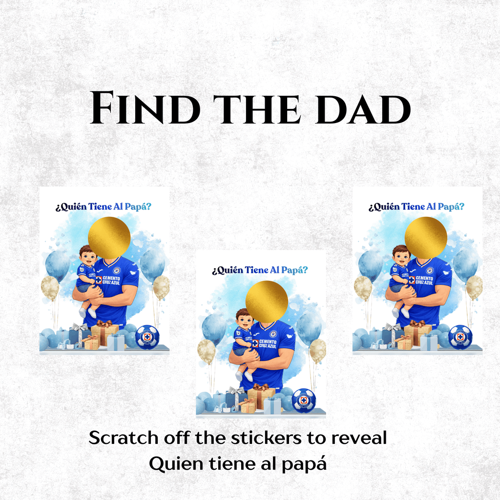 Quien Tiene Al Papá Baby Shower Game, Cruz Azul soccer Jersey Baby Boy Shower Scratch off Cards, Spanish Baby Shower Game