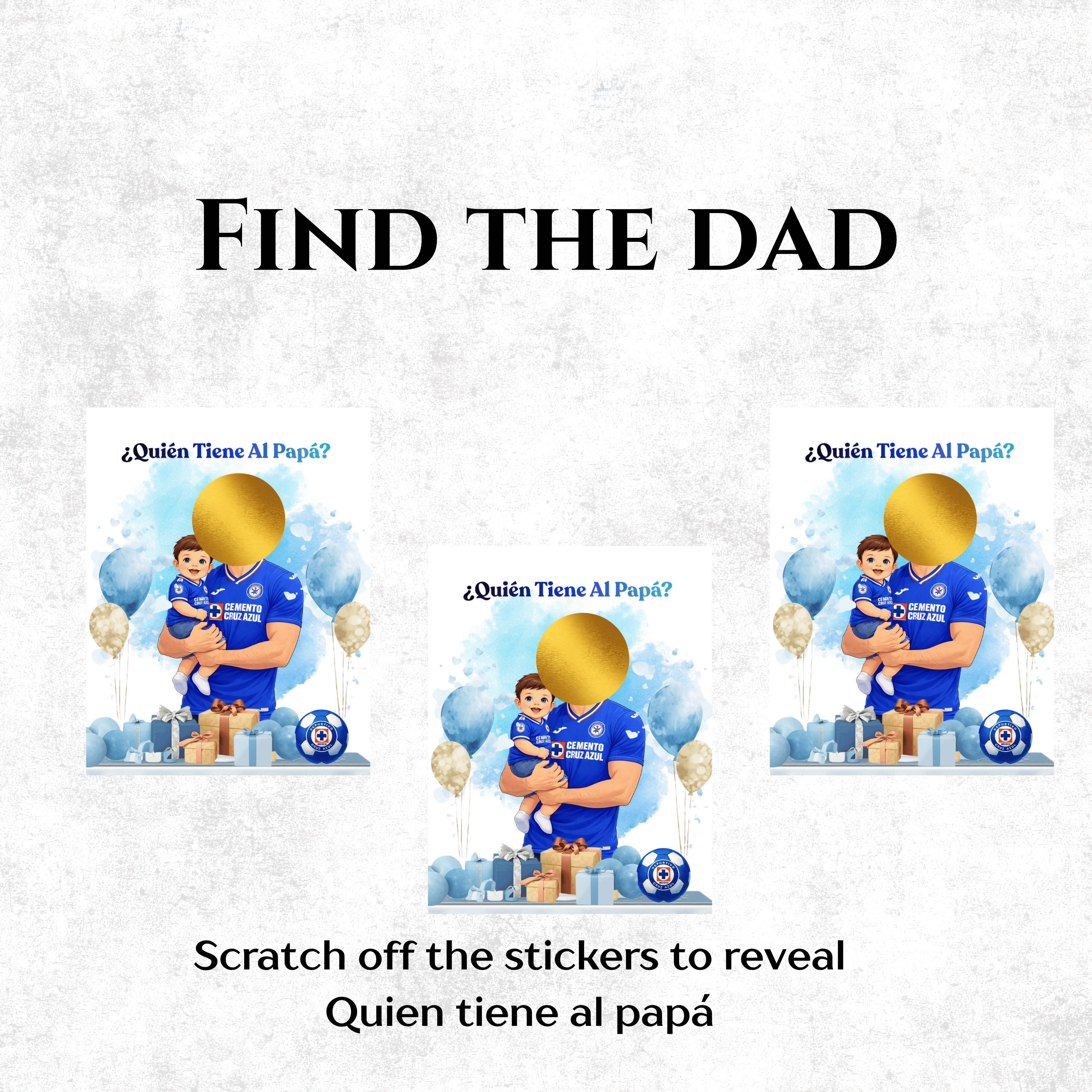 Quien Tiene Al Papá Baby Shower Game, Cruz Azul soccer Jersey Baby Boy Shower Scratch off Cards, Spanish Baby Shower Game