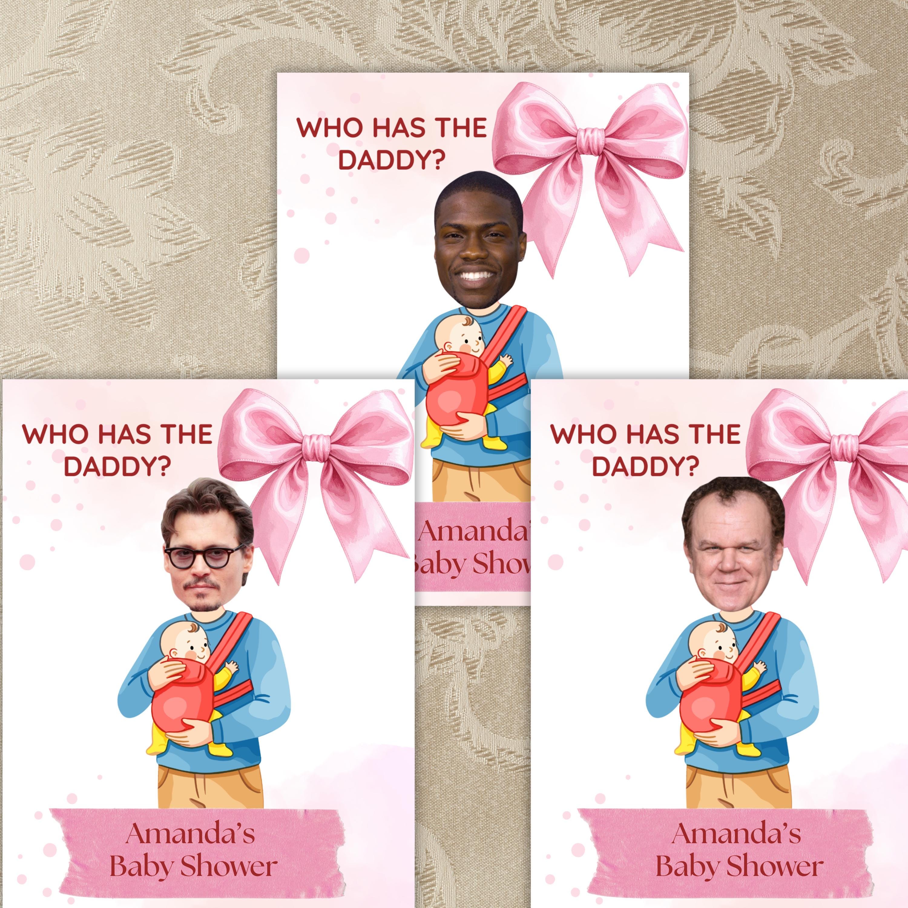 Who Has The Daddy Baby Shower Game, Pink Bow Scratch-off- Card Coquette Theme,  Digital Download