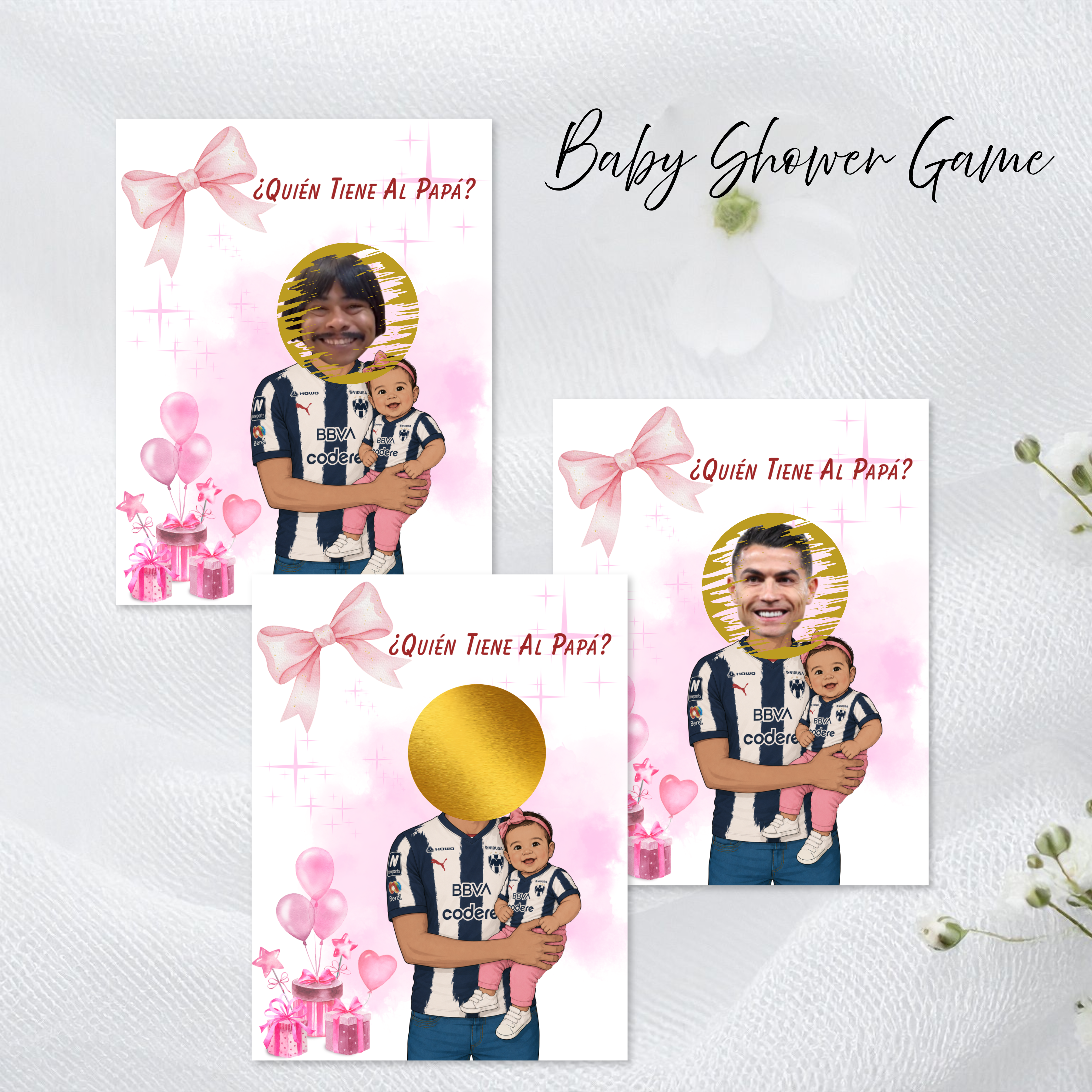 Juego Quién Tiene al Papá para baby shower mexicano en español