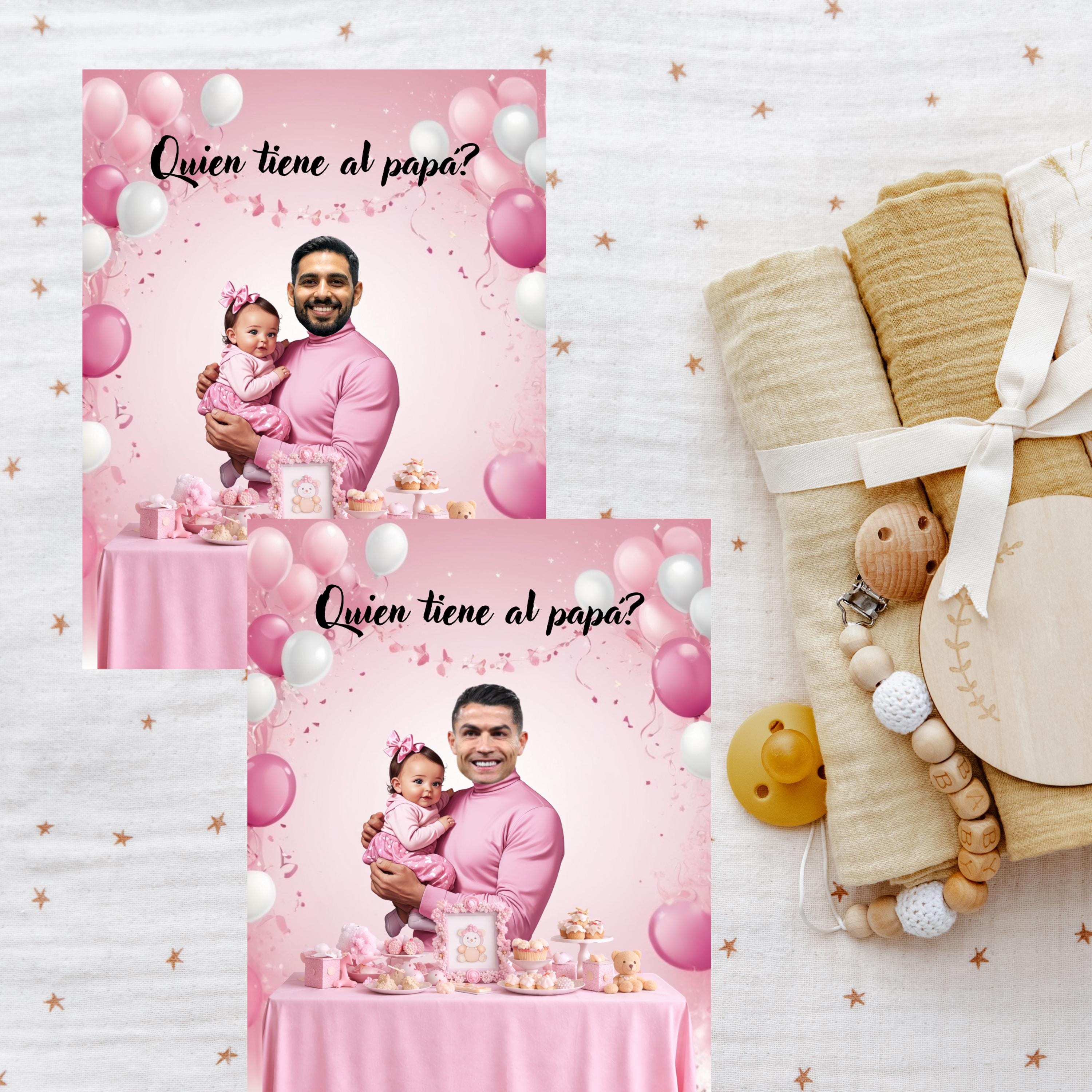Spanish Baby Shower Game, Pink "¿Quién Tiene al Papá?" Scratch Off Cards