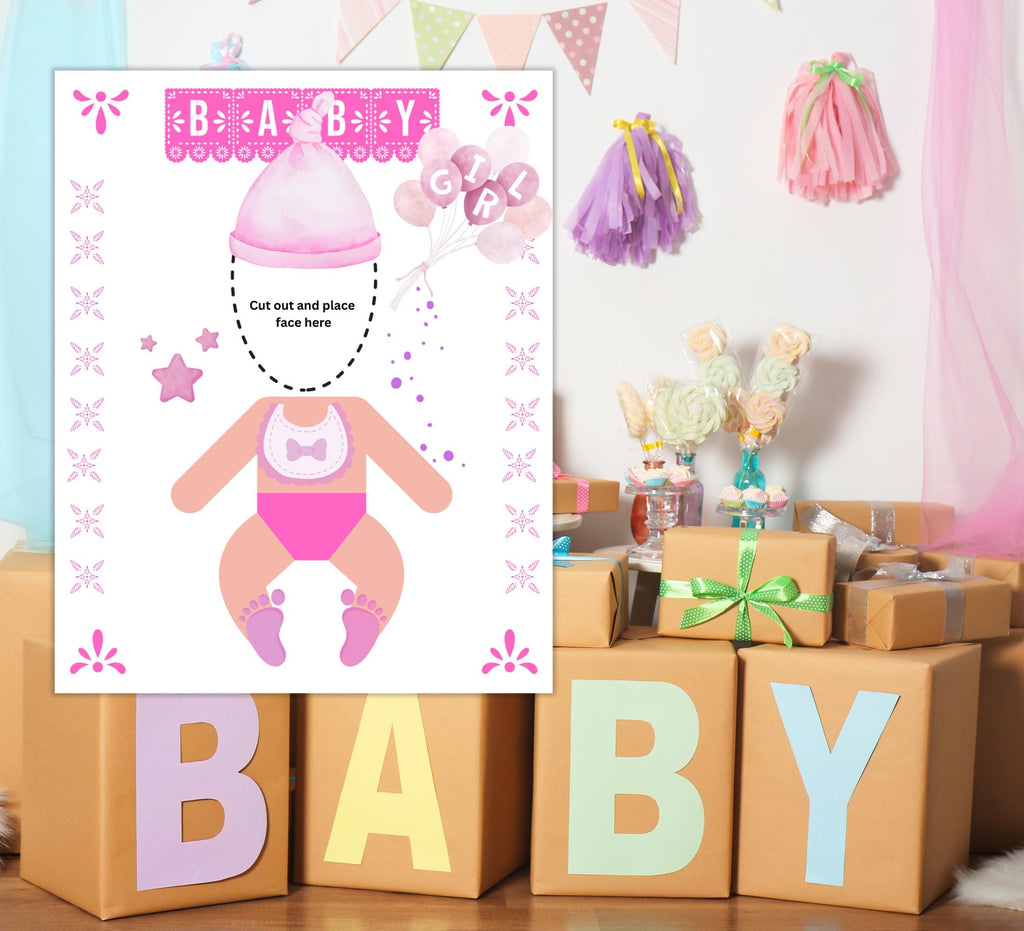 Funny Baby Shower Face Cut Out Game, Feed The Baby Faceless Poster Digital Download