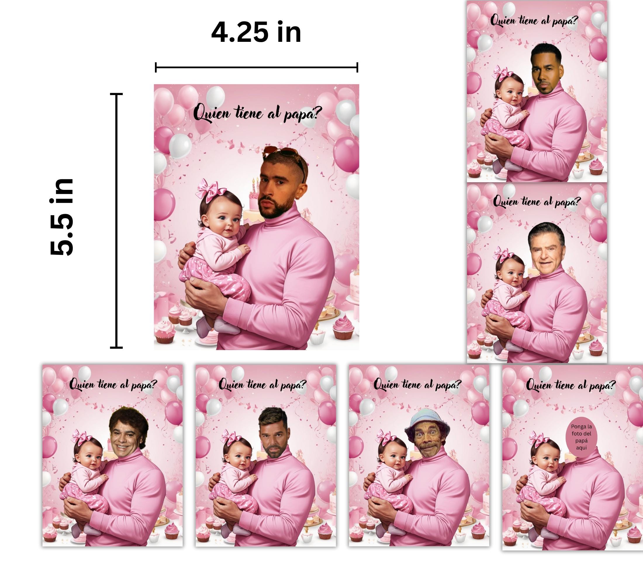 Quien Tiene Al Papa Baby Shower Game, Spanish Pink Scratch-off Cards With Stickers