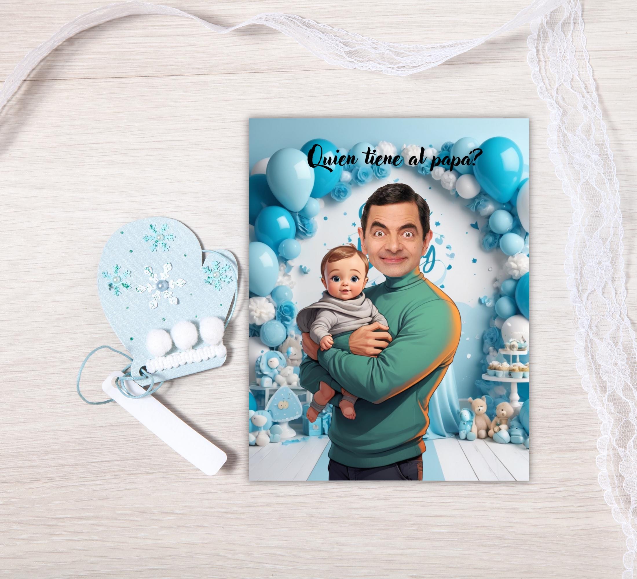 Quien Tiene Al Papa Baby Shower Game, Spanish Scratch-off Blue Cards, Find the Dad
