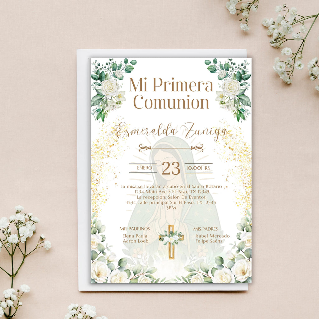Virgen de Guadalupe Baptism/Communion Invitation (Editable Digital)