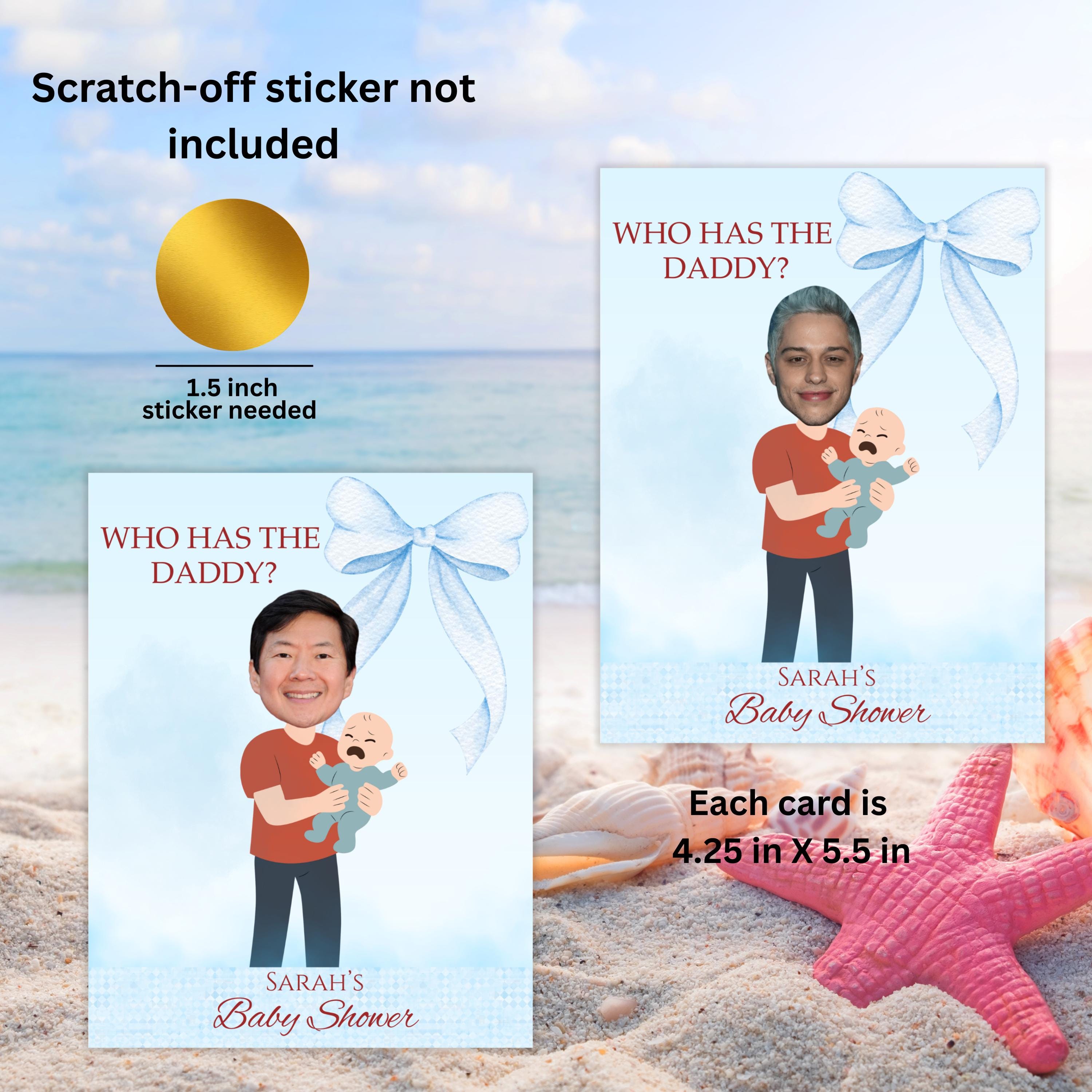 Baby Shower Game, Who Has the Dad Scratch-off Blue Cards, Editable Find Daddy Game