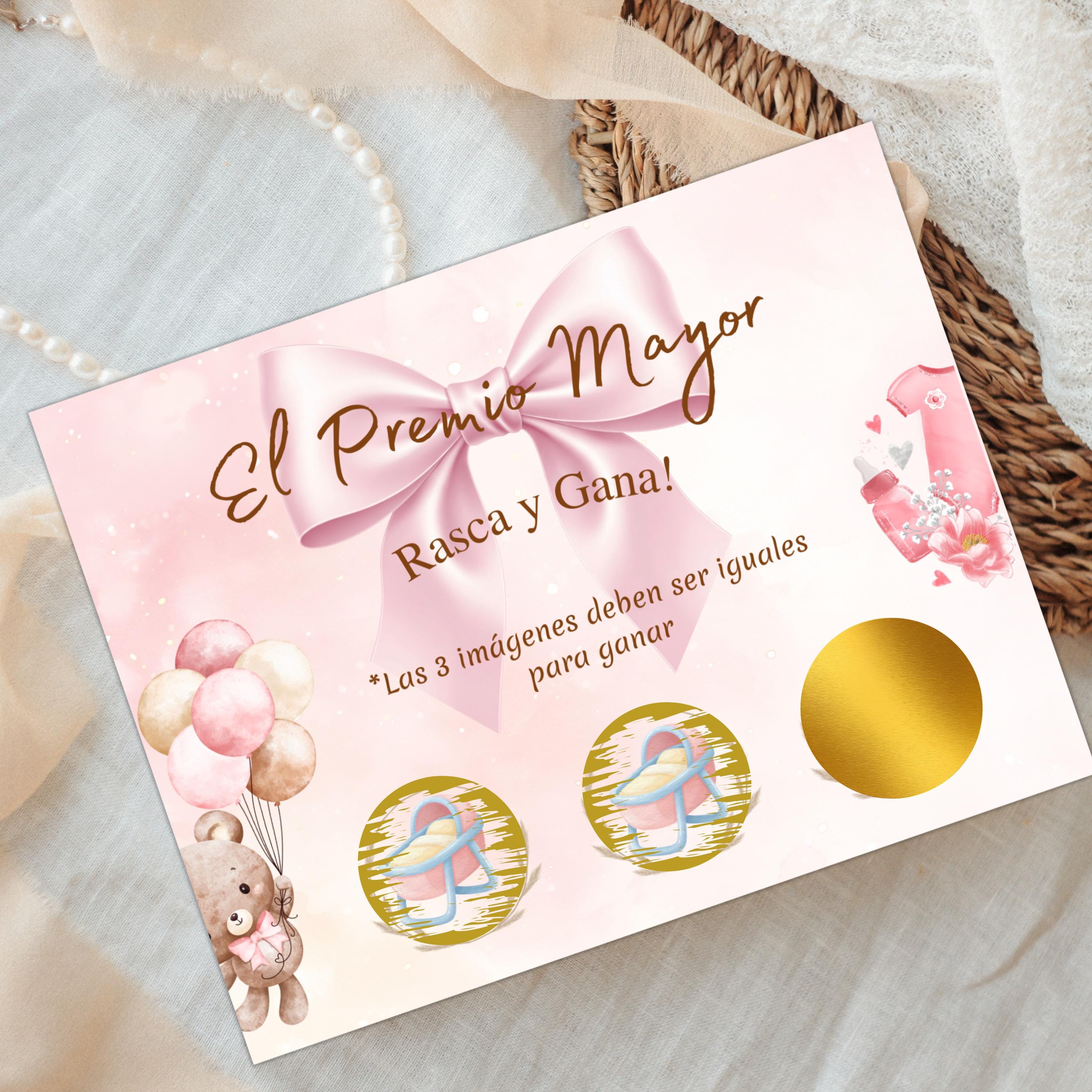 Baby Shower Spanish Game, El Premio Mayor Jackpot, Blue Tone Scratch-off Cards For Boy