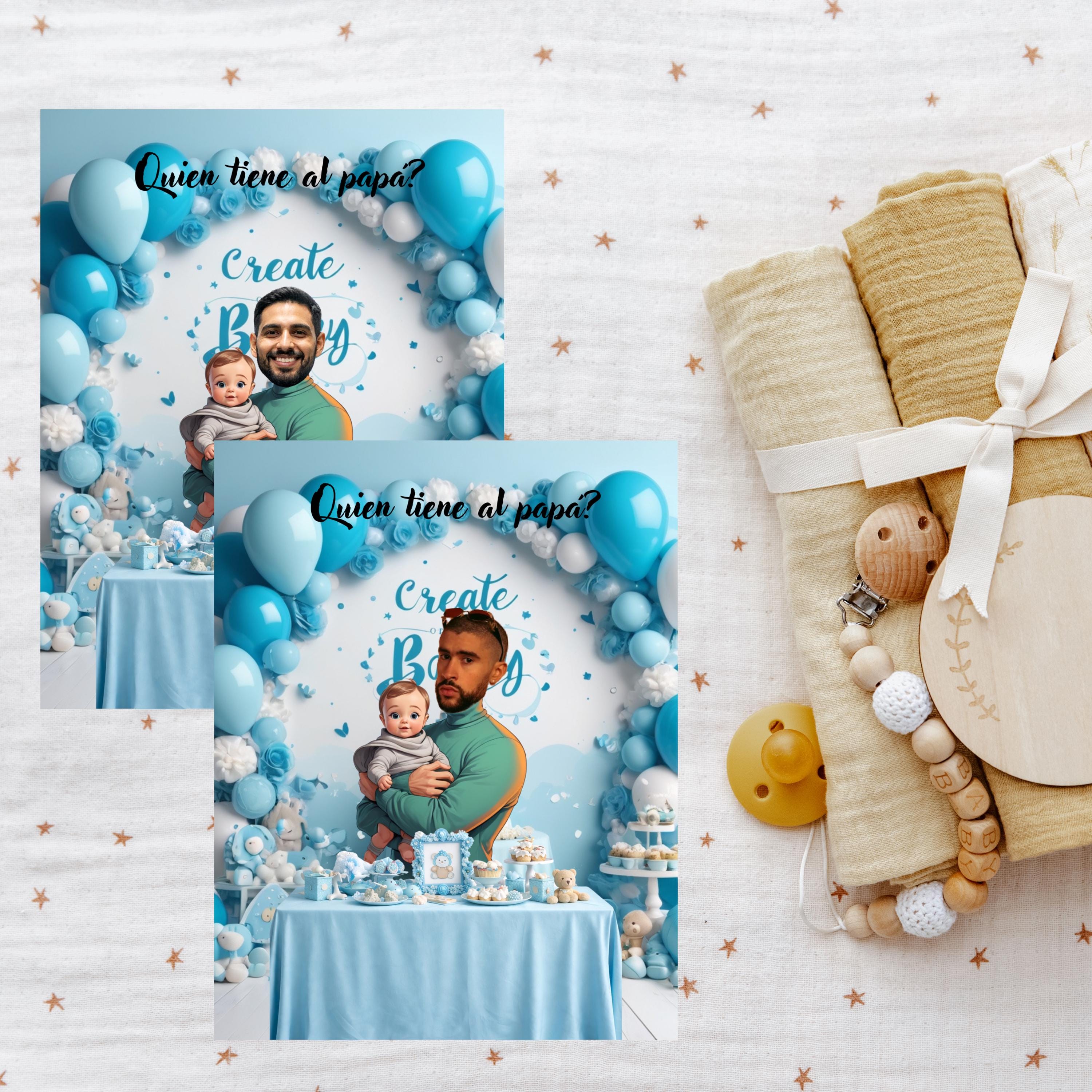 Baby Shower Game, Who Has Dad Spanish Cards, Blue Celebration Cards