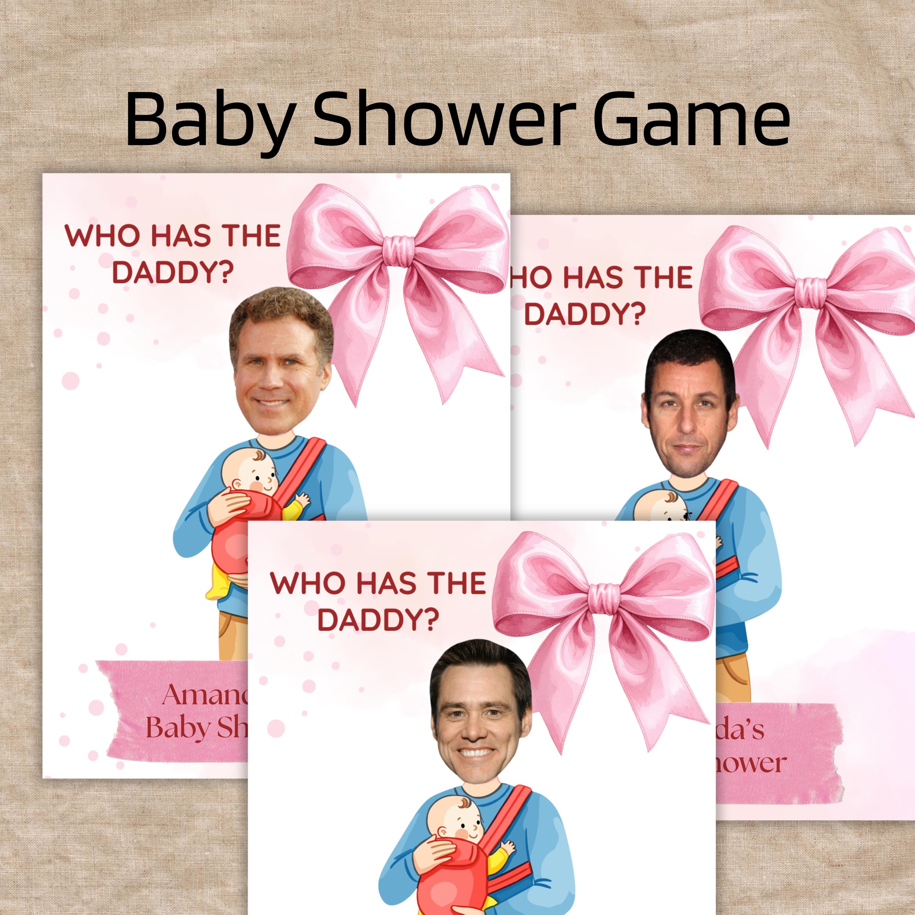 Who Has The Daddy Baby Shower Game, Pink Bow Scratch-off- Card Coquette Theme,  Digital Download
