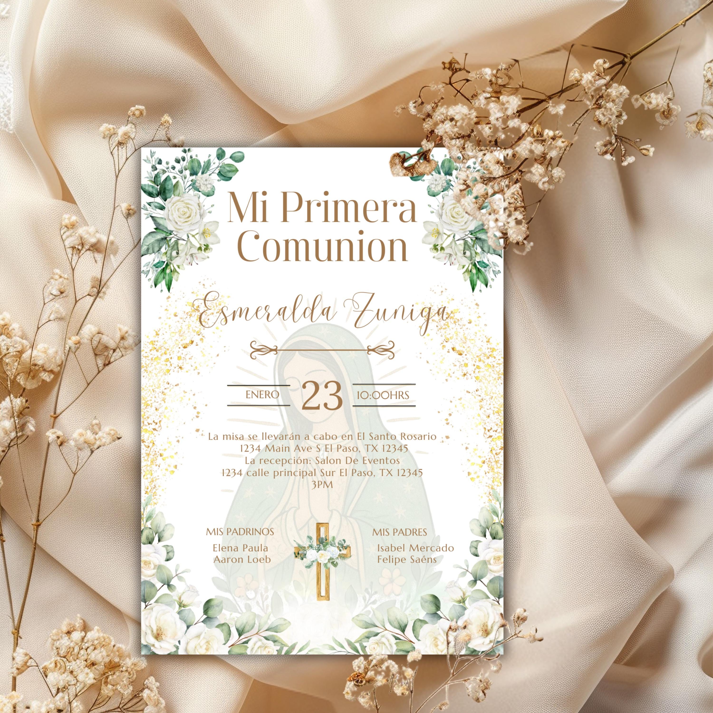 Virgen de Guadalupe Baptism/Communion Invitation (Editable Digital)