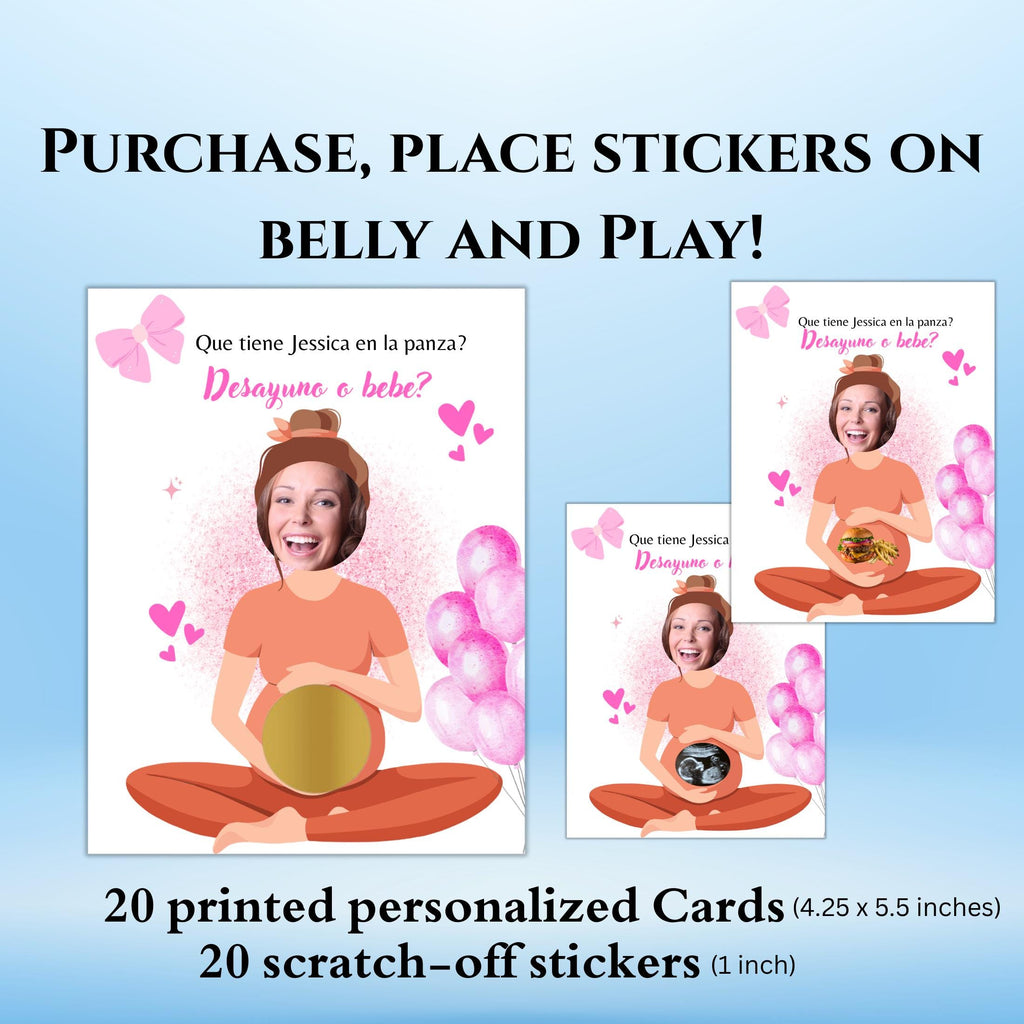 Personalized Spanish Baby Shower Game, Quien Tiene al Bebe Scratch Cards
