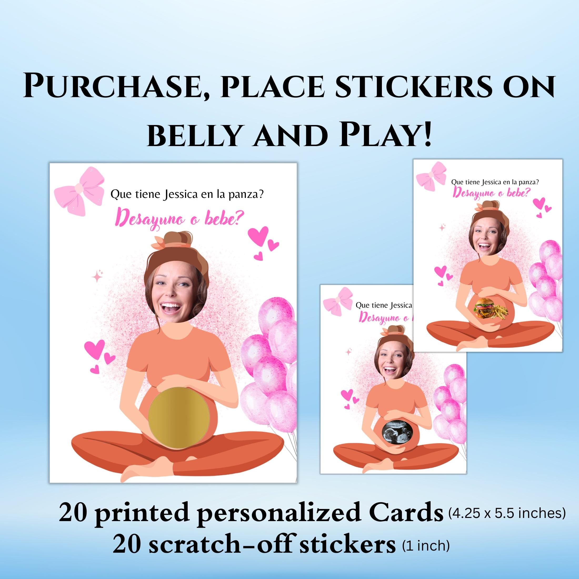 Personalized Spanish Baby Shower Game, Quien Tiene al Bebe Scratch Cards