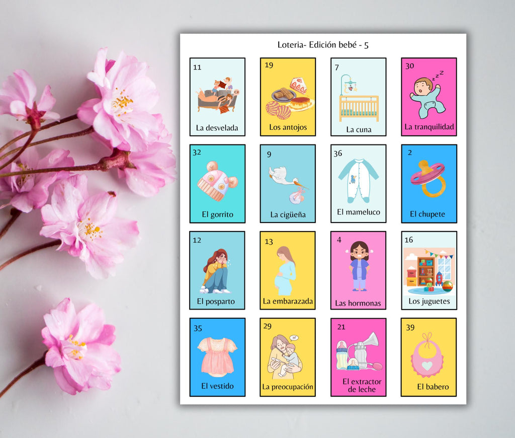 Baby Shower Lotería Game – Gender Reveal Edition | Spanish Digital Download
