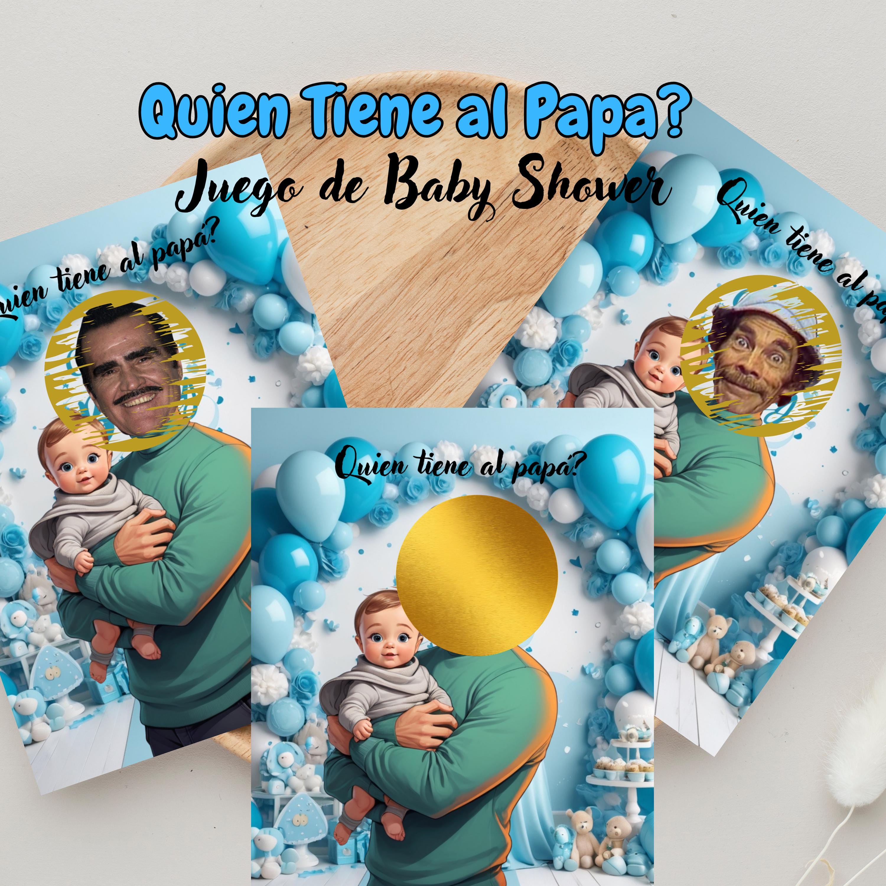 Quien Tiene Al Papa Baby Shower Game, Spanish Scratch-off Blue Cards, Find the Dad