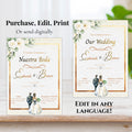 Elegant Spanish Wedding Invitation, Gold Floral design Template, Bilingual Editable Digital Invite