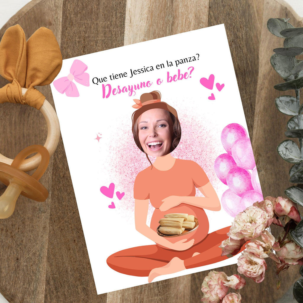 Personalized Spanish Baby Shower Game, Quien Tiene al Bebe Scratch Cards