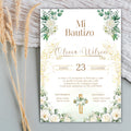 Elegant Floral Bautizo Invitation: Editable Digital Template, Baptism Invite