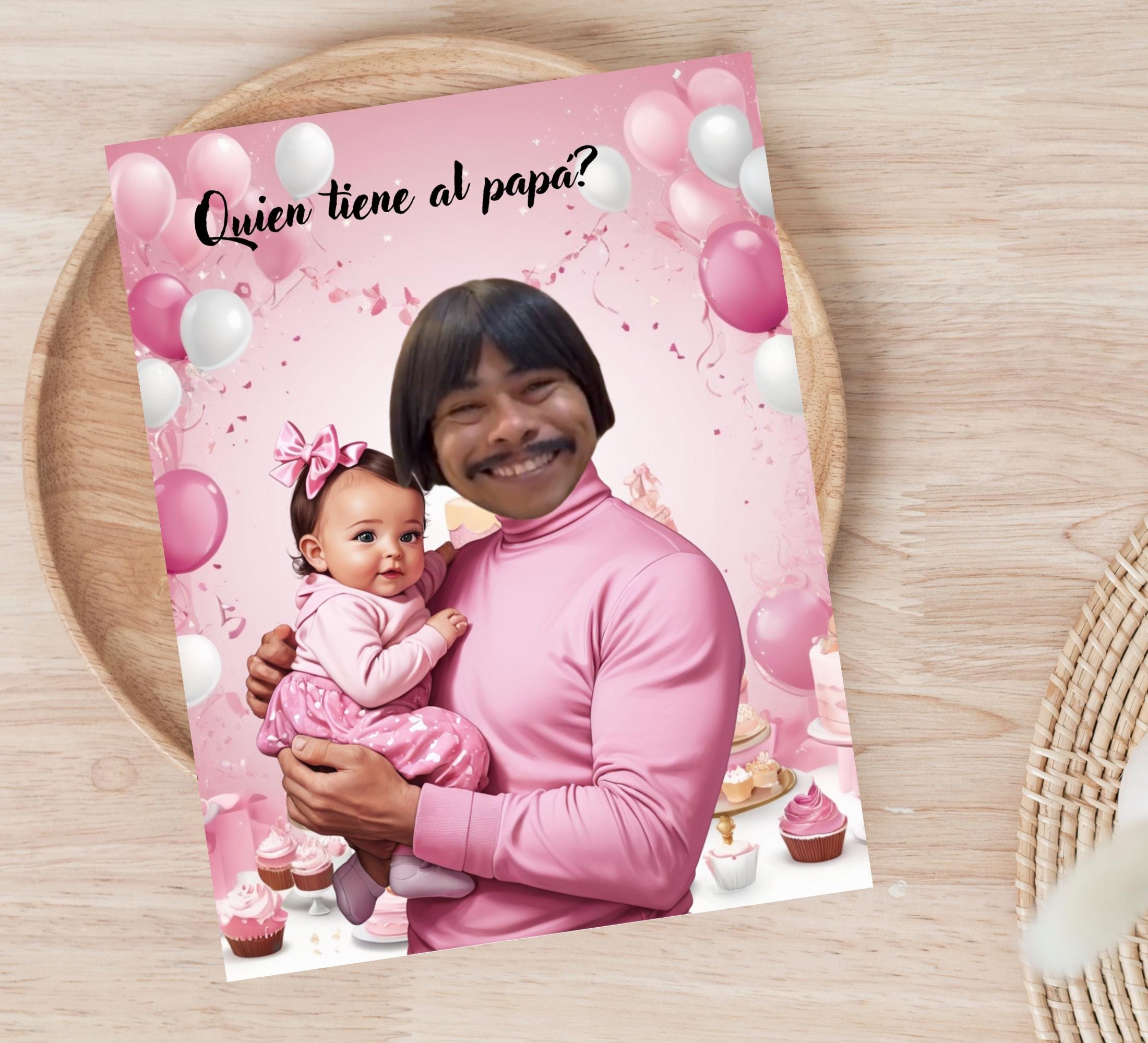 Quien Tiene Al Papa Baby Shower Game, Spanish Pink Scratch-off Cards With Stickers