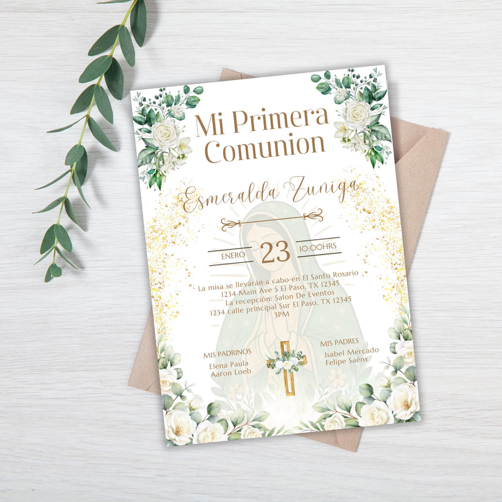 Virgen de Guadalupe Baptism/Communion Invitation (Editable Digital)