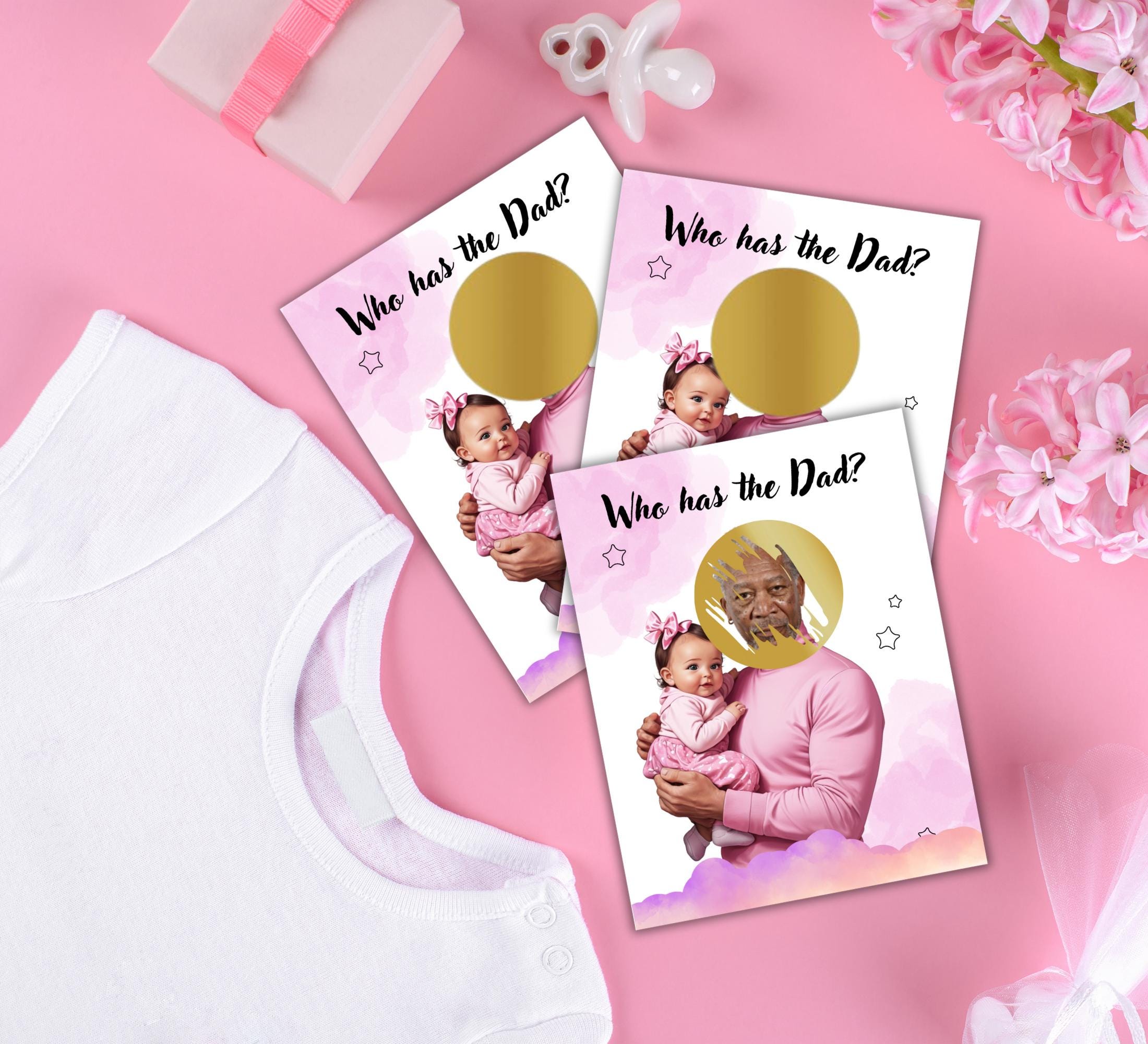 Baby Shower Game: Who Has the Dad? - Girl Edition (Printable PDF Cards)