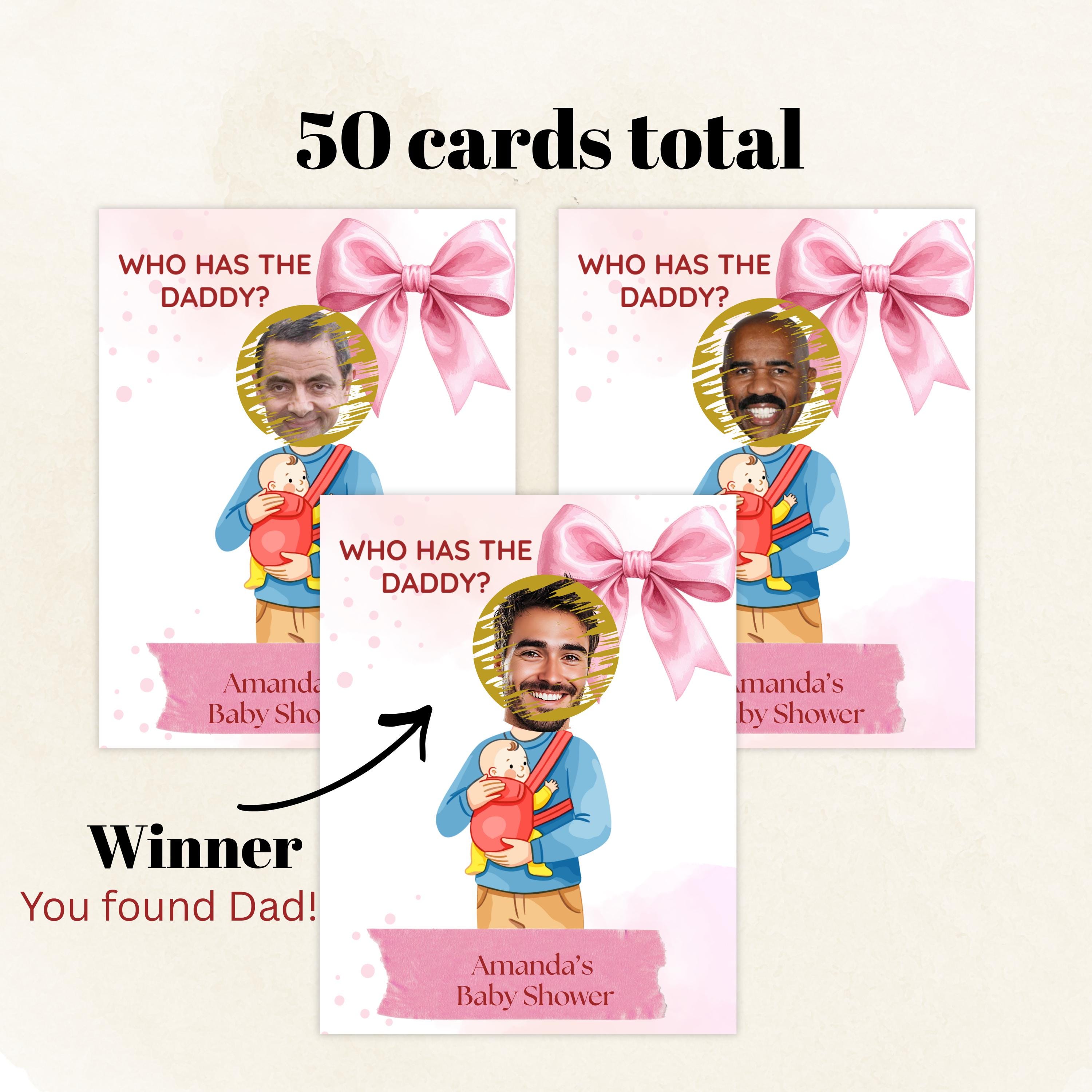 Who Has The Daddy Baby Shower Game, Pink Bow Scratch-off- Card Coquette Theme,  Digital Download