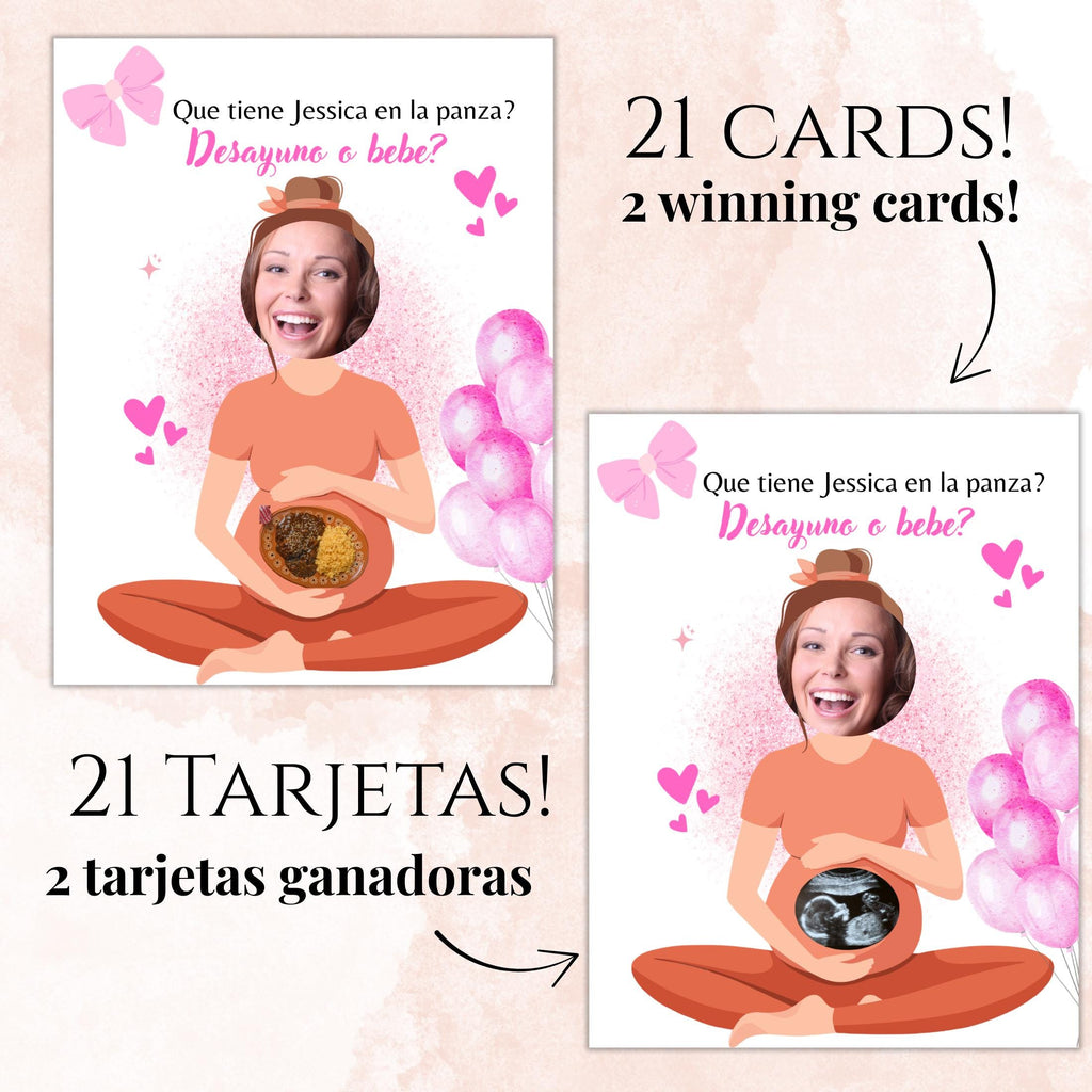 Personalized Spanish Baby Shower Game, Quien Tiene al Bebe Scratch Cards