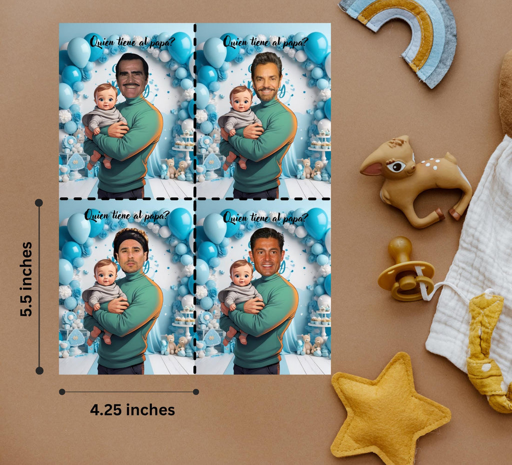 Quien Tiene Al Papa Baby Shower Game, Spanish Scratch-off Blue Cards, Find the Dad