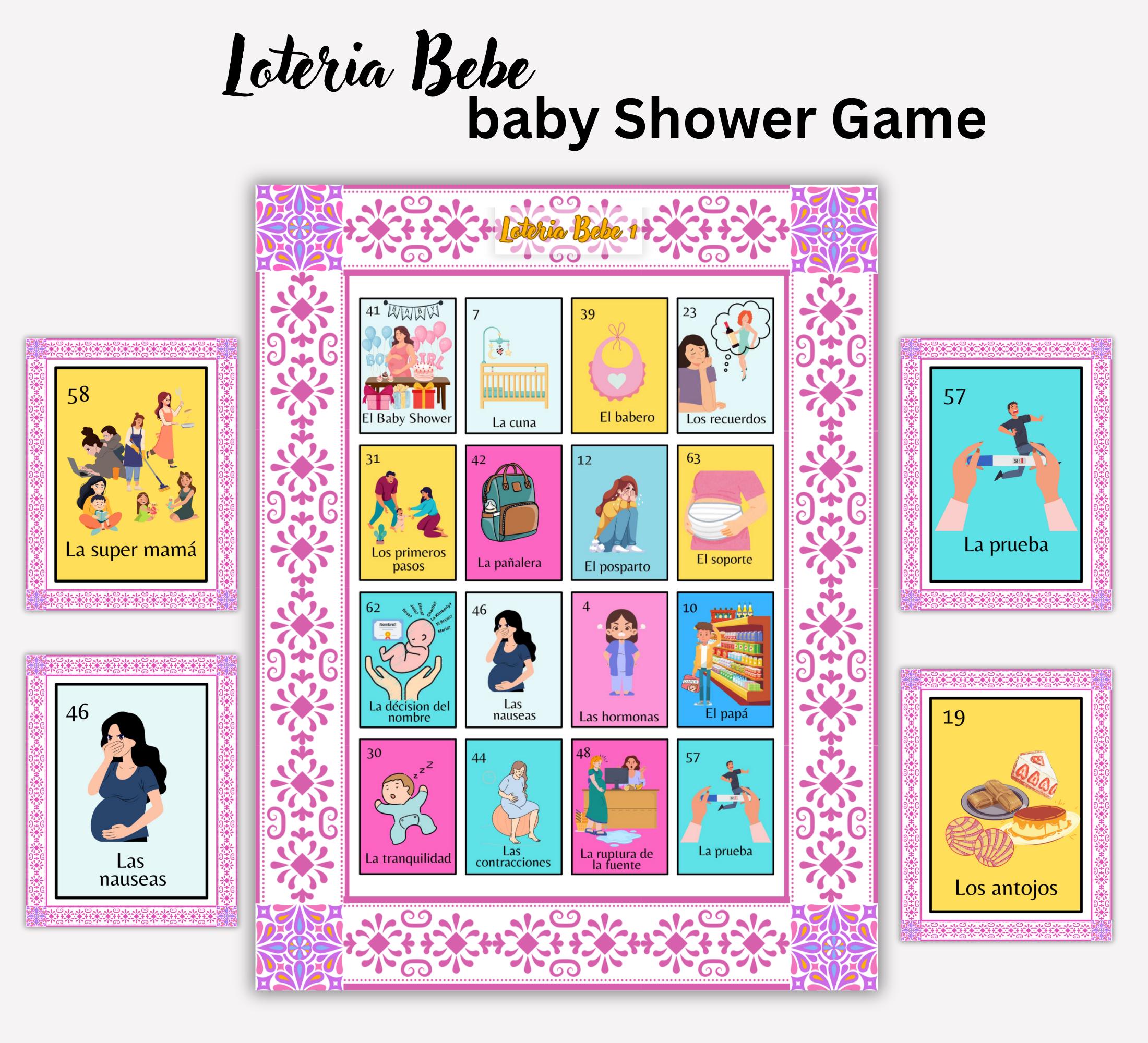 Loteria Baby Shower Game: Mexican Talavera Theme, Pink Cielito Lindo (PDF Downloadable Files)