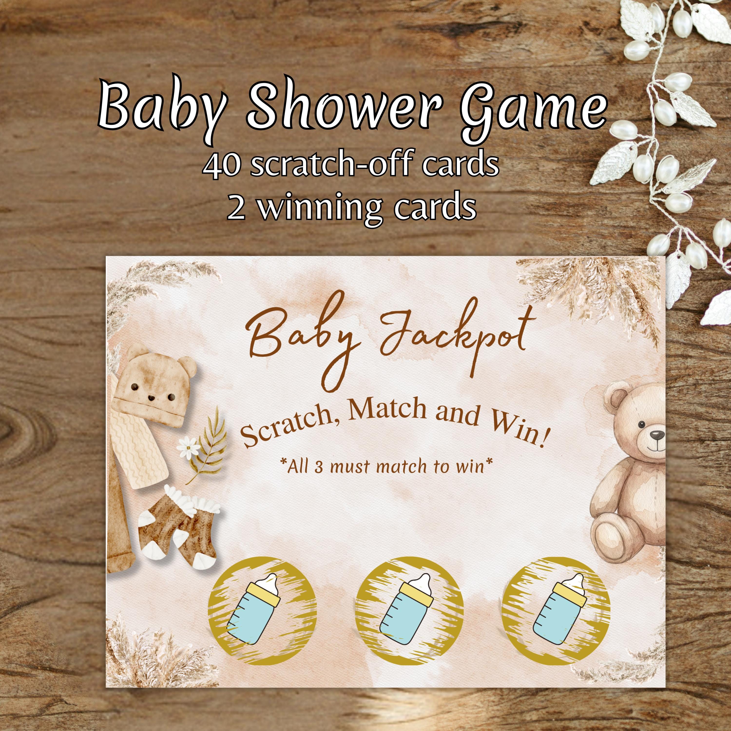 Baby Shower Scratch Off Game, Gender Neutral Jackpot, Baby Party Activity, Instant Download