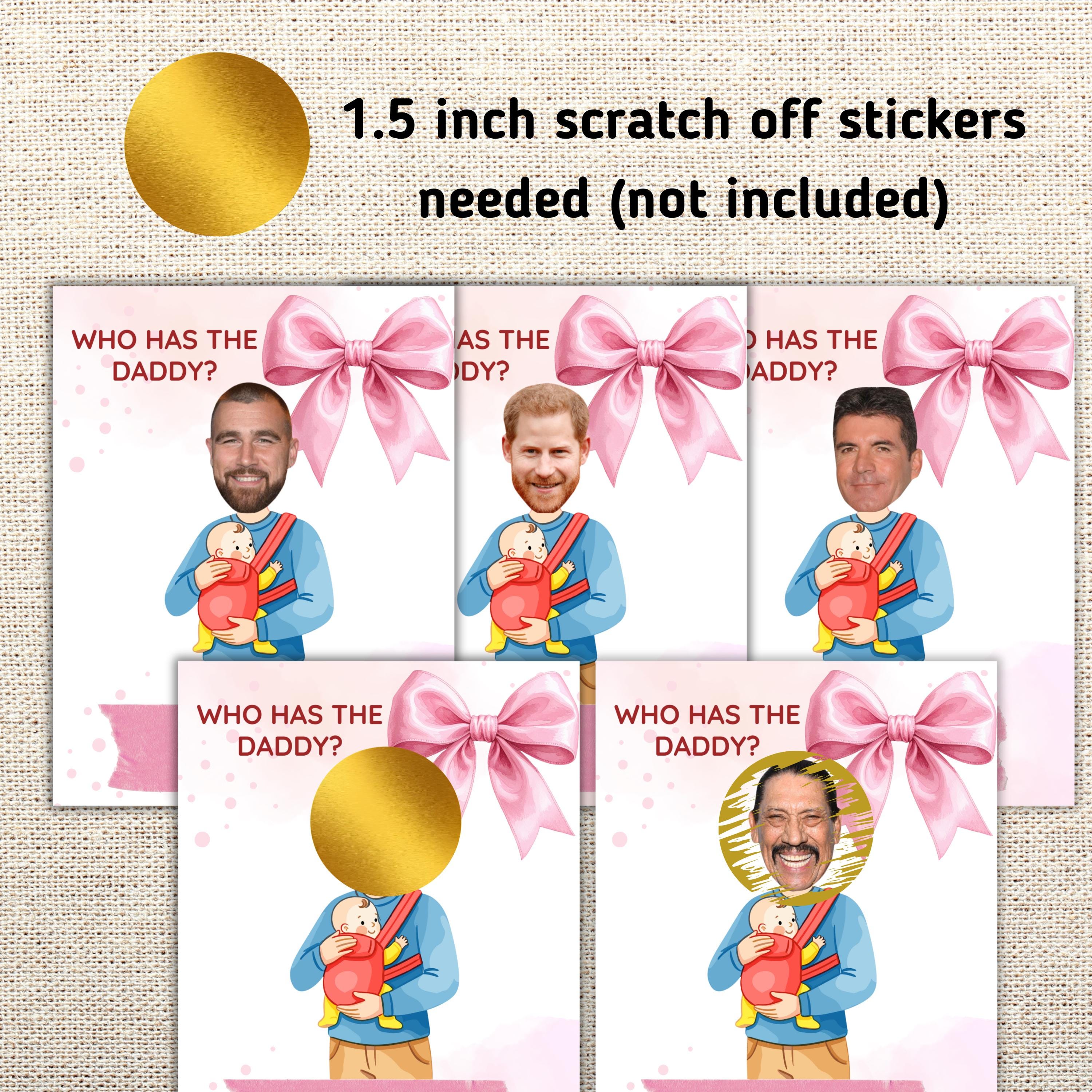 Who Has The Daddy Baby Shower Game, Pink Bow Scratch-off- Card Coquette Theme,  Digital Download