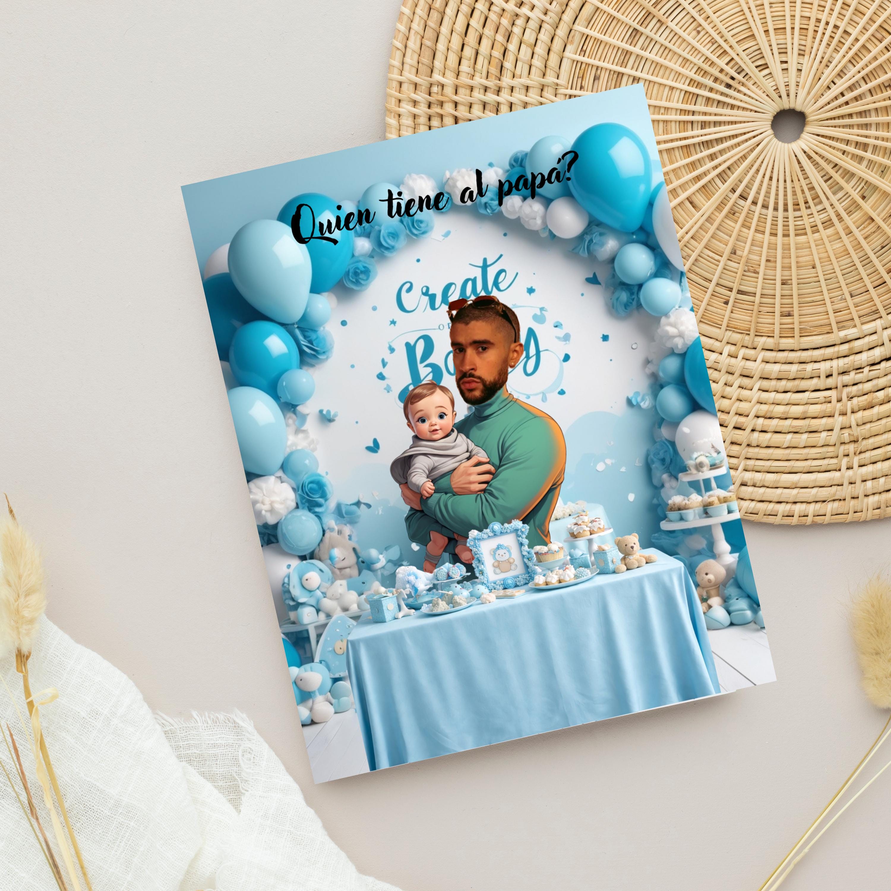 Baby Shower Game, Who Has Dad Spanish Cards, Blue Celebration Cards