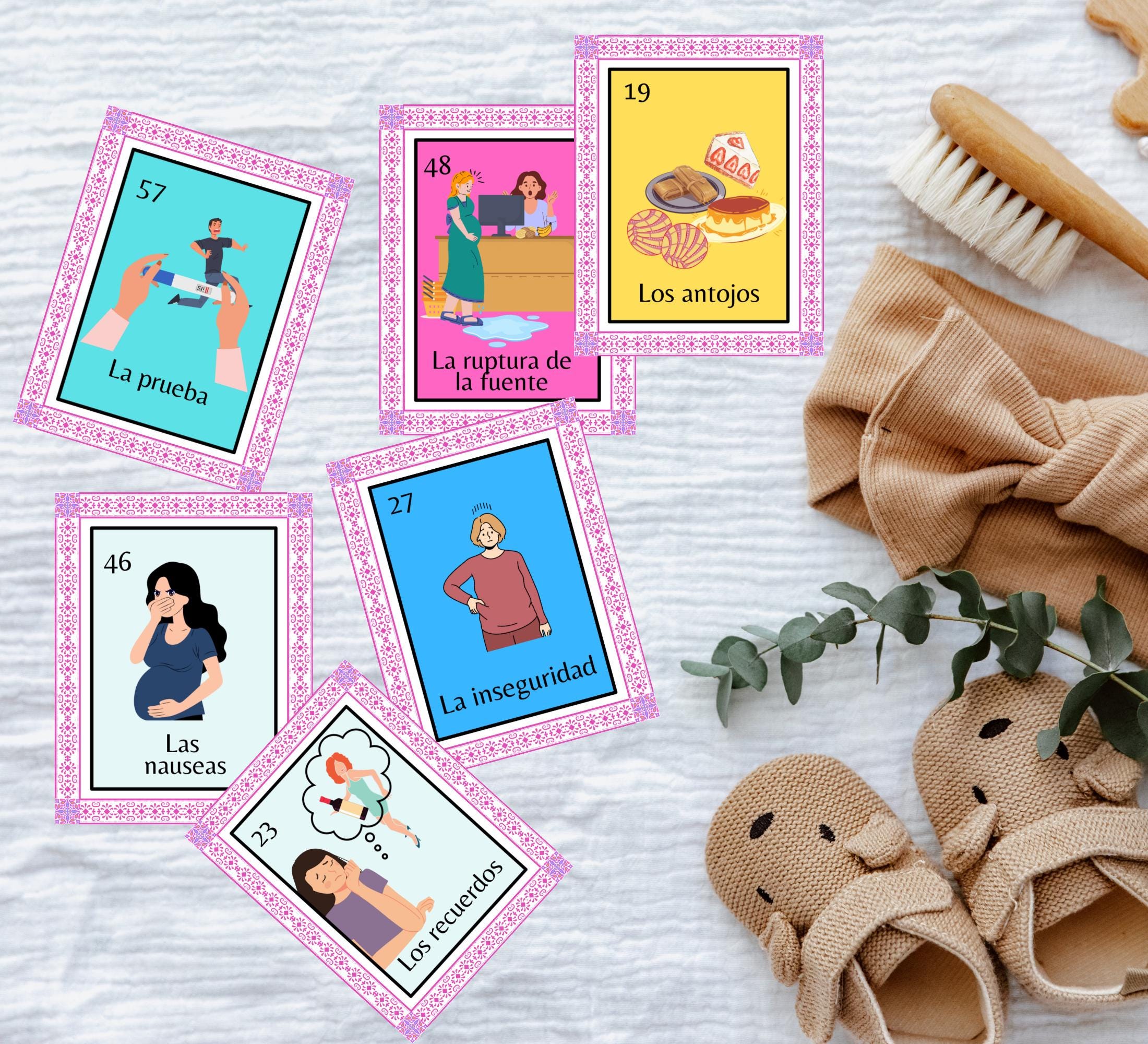 Loteria Baby Shower Game: Mexican Talavera Theme, Pink Cielito Lindo (PDF Downloadable Files)